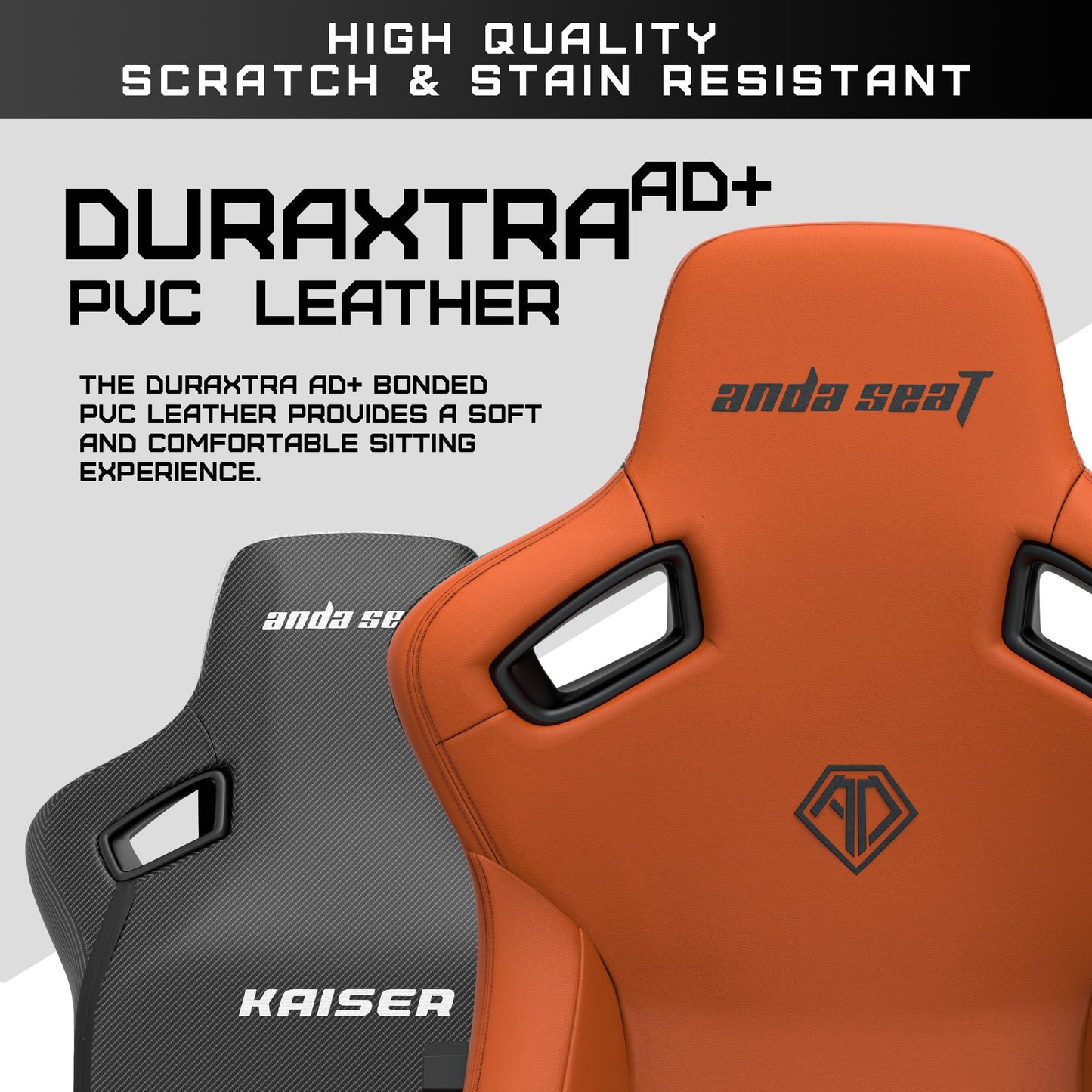 Anda Seat Kaiser 3 Large Gaming Chair for Adults - Ergonomic Orange PVC Leather Gaming Seat with Lumbar Support, Comfortable Office Chair with Neck Support - Heavy Duty Wide Computer Seat