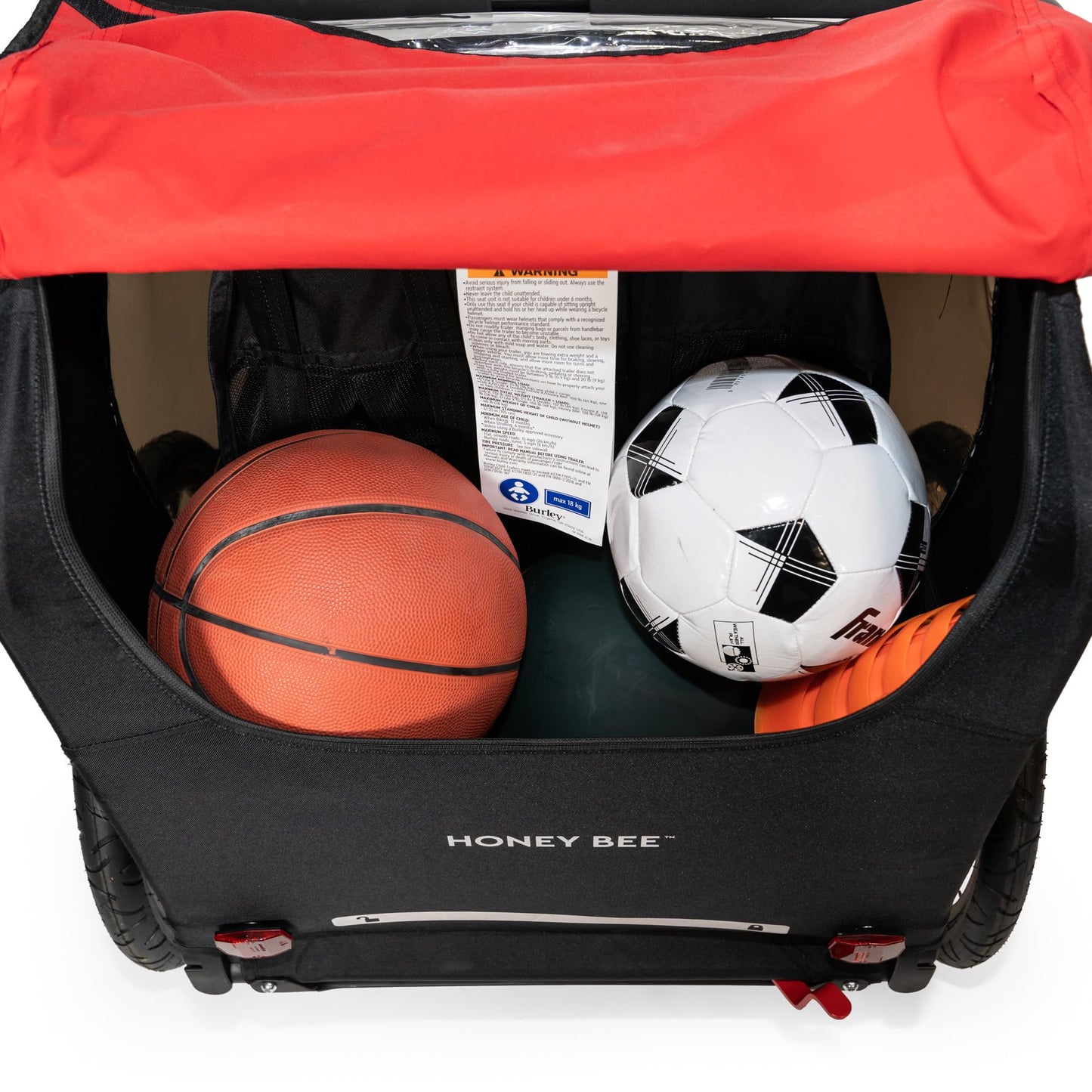 Burley Honey Bee | Lightweight 2-Seat Bike Trailer & Stroller with Adjustable Handlebar & Compact Fold