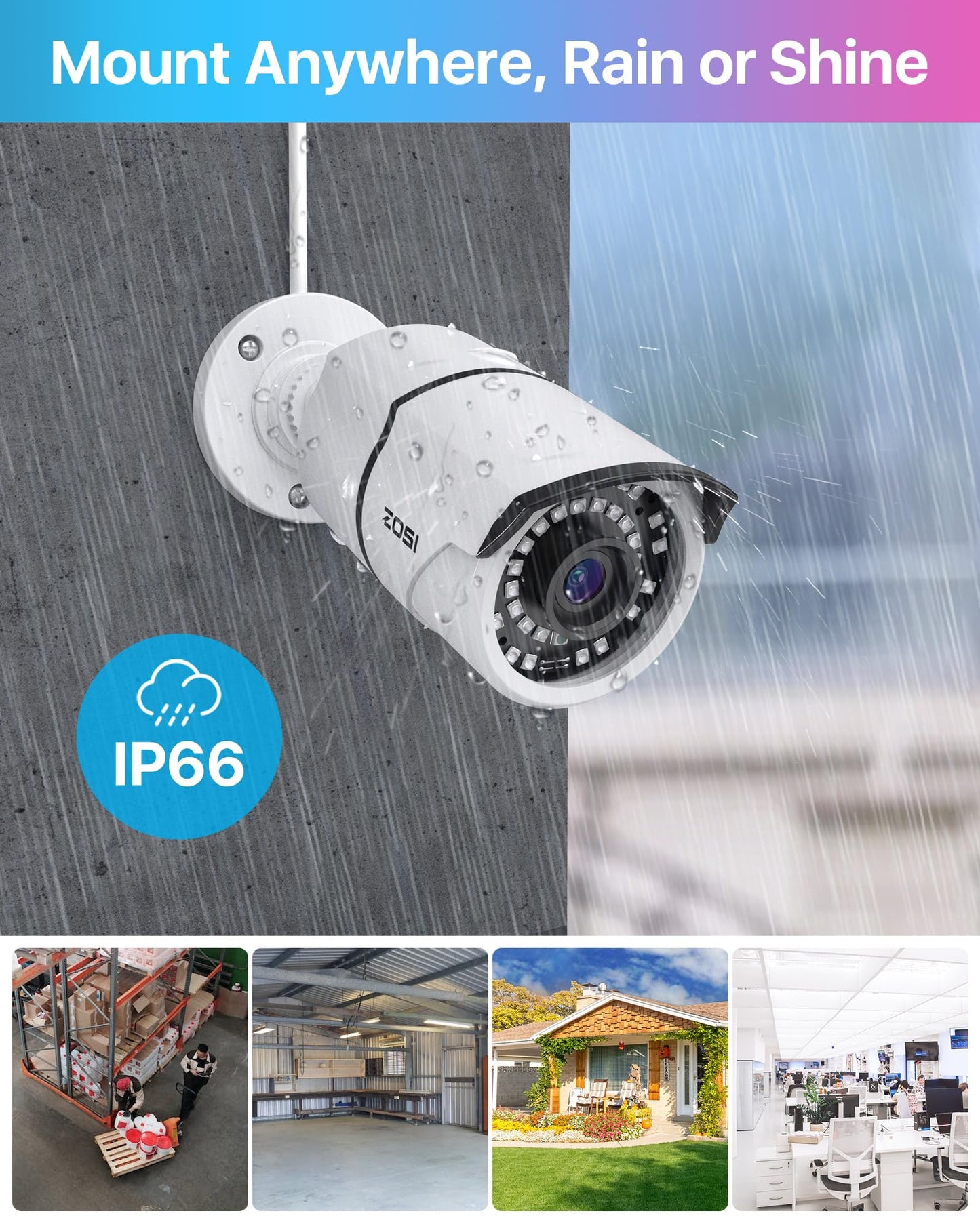 ZOSI 8CH 4K PoE Home Security Camera System, 8 Ports 16CH 8MP NVR with 2TB HDD, 4pcs 5MP Outdoor PoE IP Cameras, 100ft Night Vision, Person Vehicle Detection, Remote Access, for 24/7 Recording