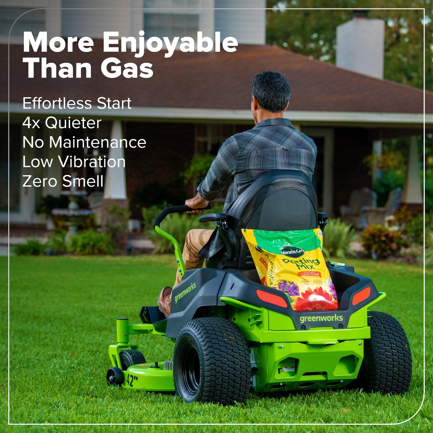 Greenworks 80V 42" CrossoverZ Zero Turn Riding Lawn Mower, (6) 6.0Ah Batteries and 600W Charger