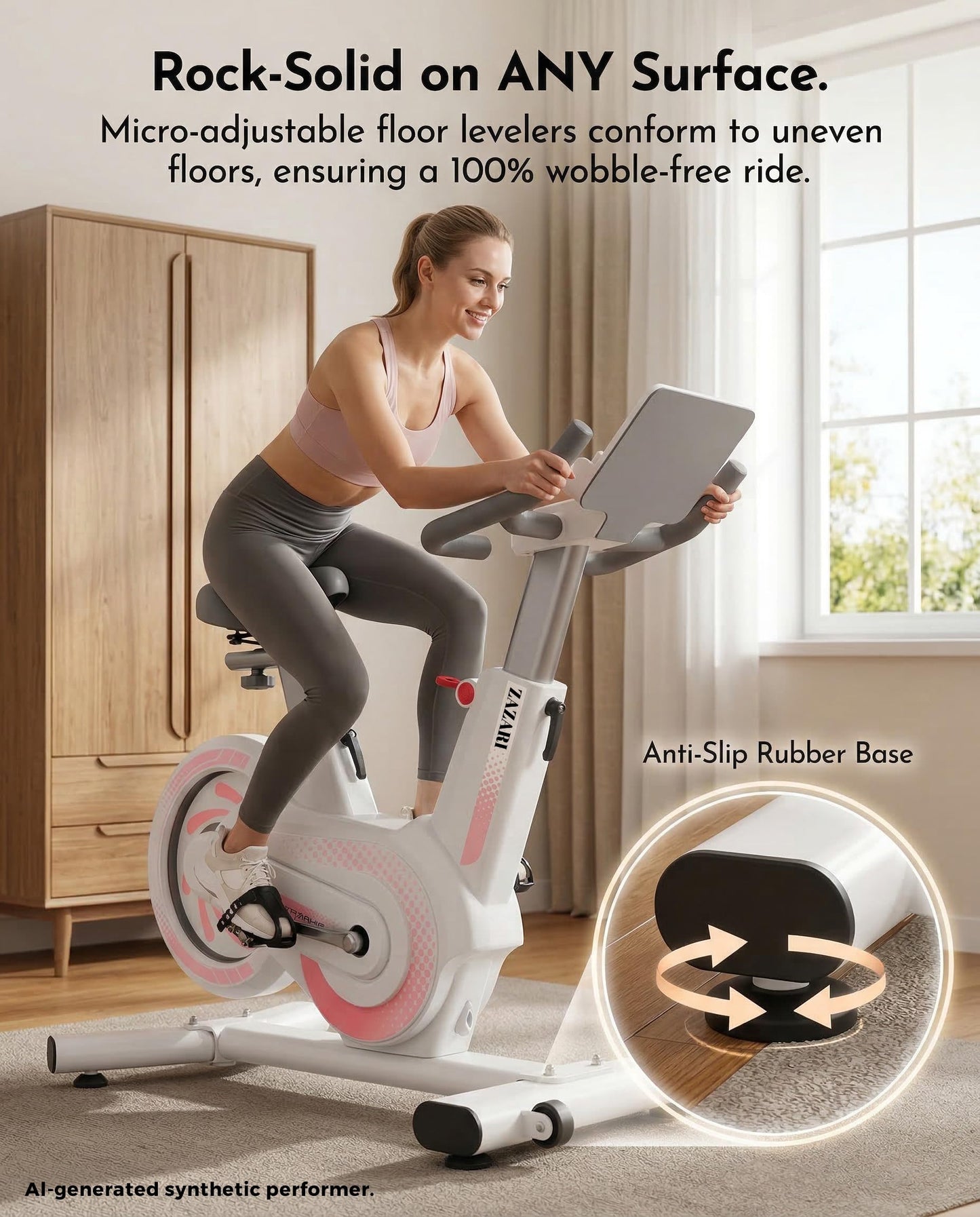 ZAZARI Compact Magnetic Exercise Bike, White