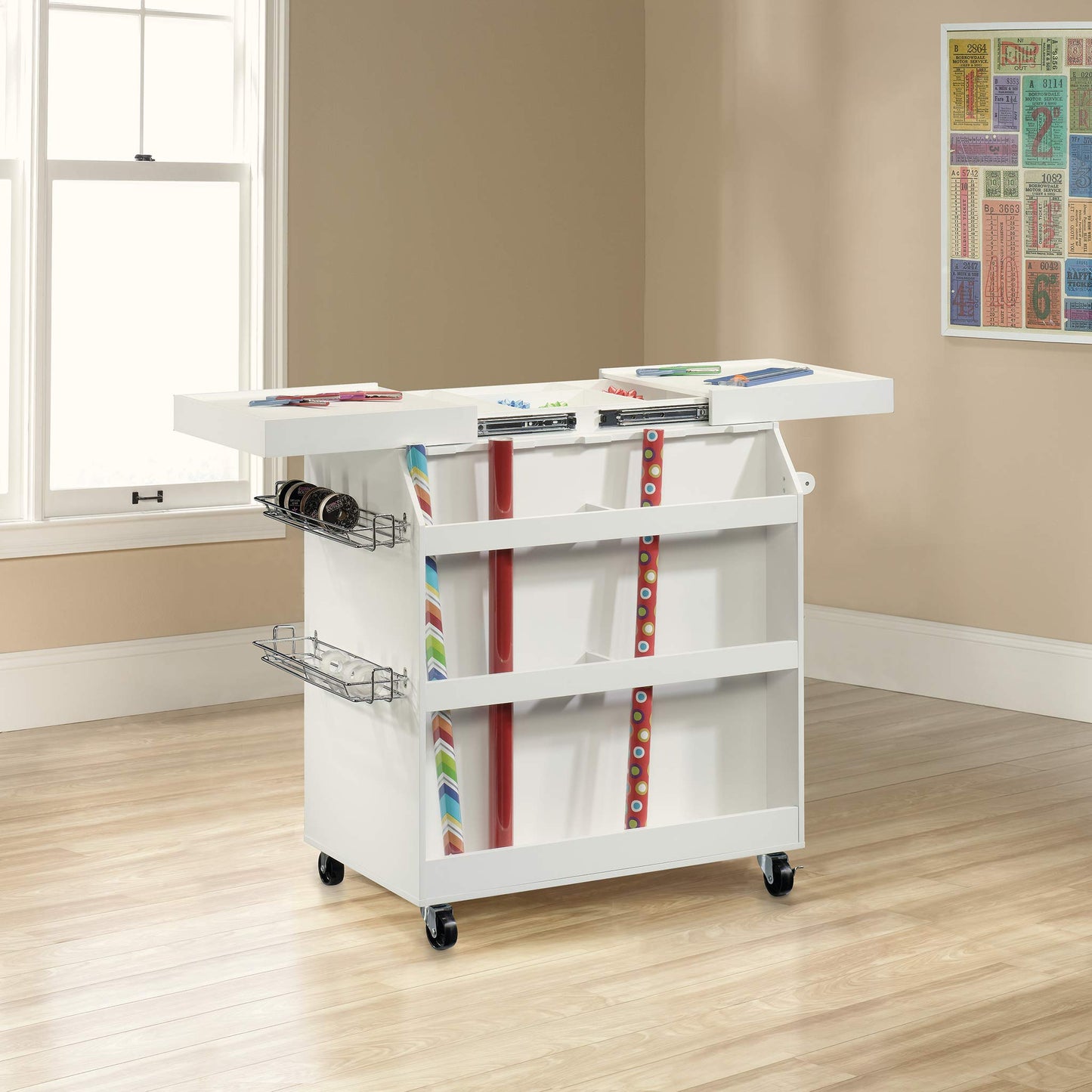 Sauder Craft Pro Series Craft Cart, Soft White finish