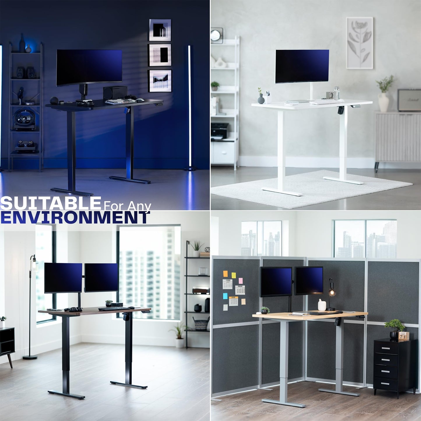 VIVO Electric 71 x 30 in Standing Desk, Memory Height Adjustment, 1B Series, Holds 220 lbs, White and Light Wood Top, White Frame, DESK-KIT-1W7WC