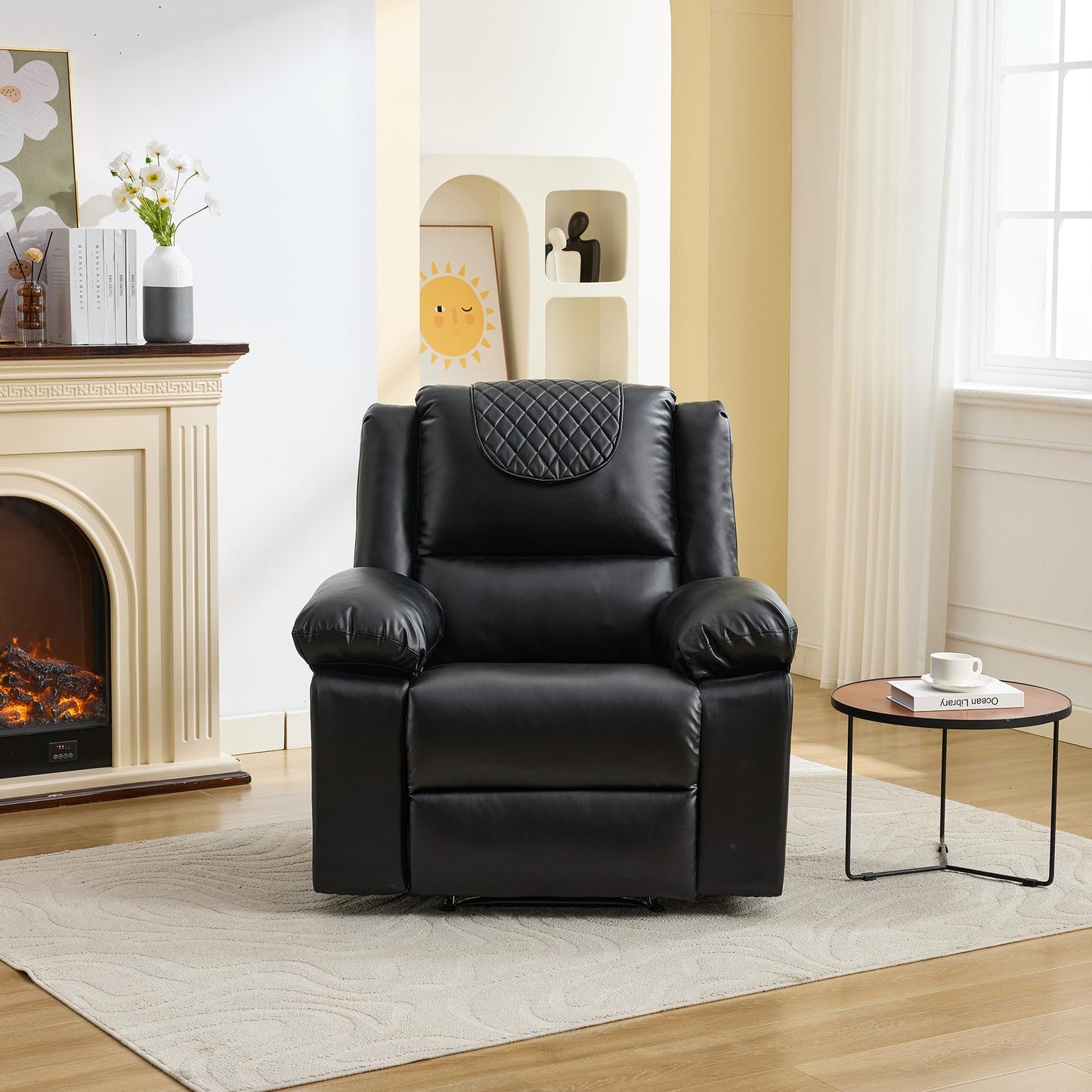 Manual Recliner Chair for Adults - 135° Front & Rear Adjustable, with Heating & Massage, Side Storage Pockets & Remote Control, Ideal for Living Room & Bedroom(Black)