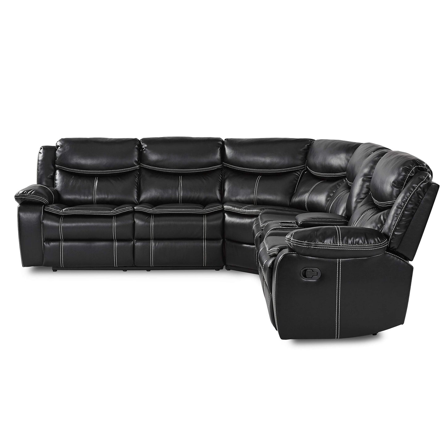 Lexicon Bay 3-Piece Manual Reclining Sectional Sofa, Black