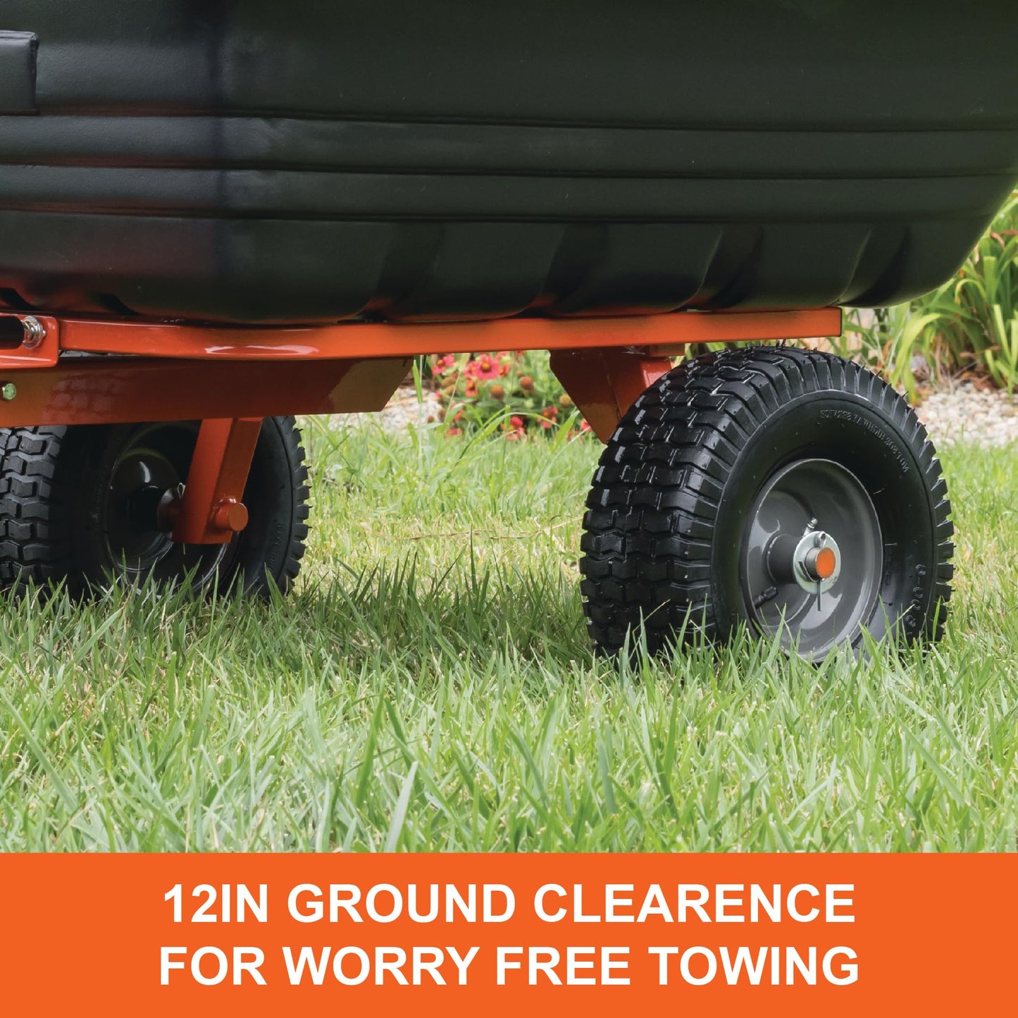 Agri-Fab Tow Behind Poly Dump Swivel Cart for Lawn Tractors and Mowers, 700 lb Capacity, 12 Cu Ft Utility Trailer