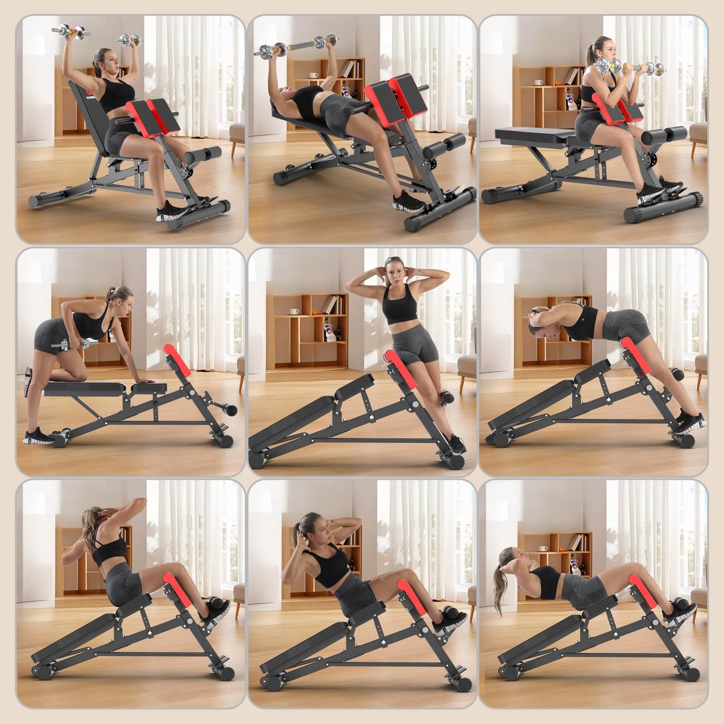 K KiNGKANG Adjustable Weight Bench,Multi-Functional Roman Chair for Full All-in-One Body Workout Hyper Back Extension and Sit up