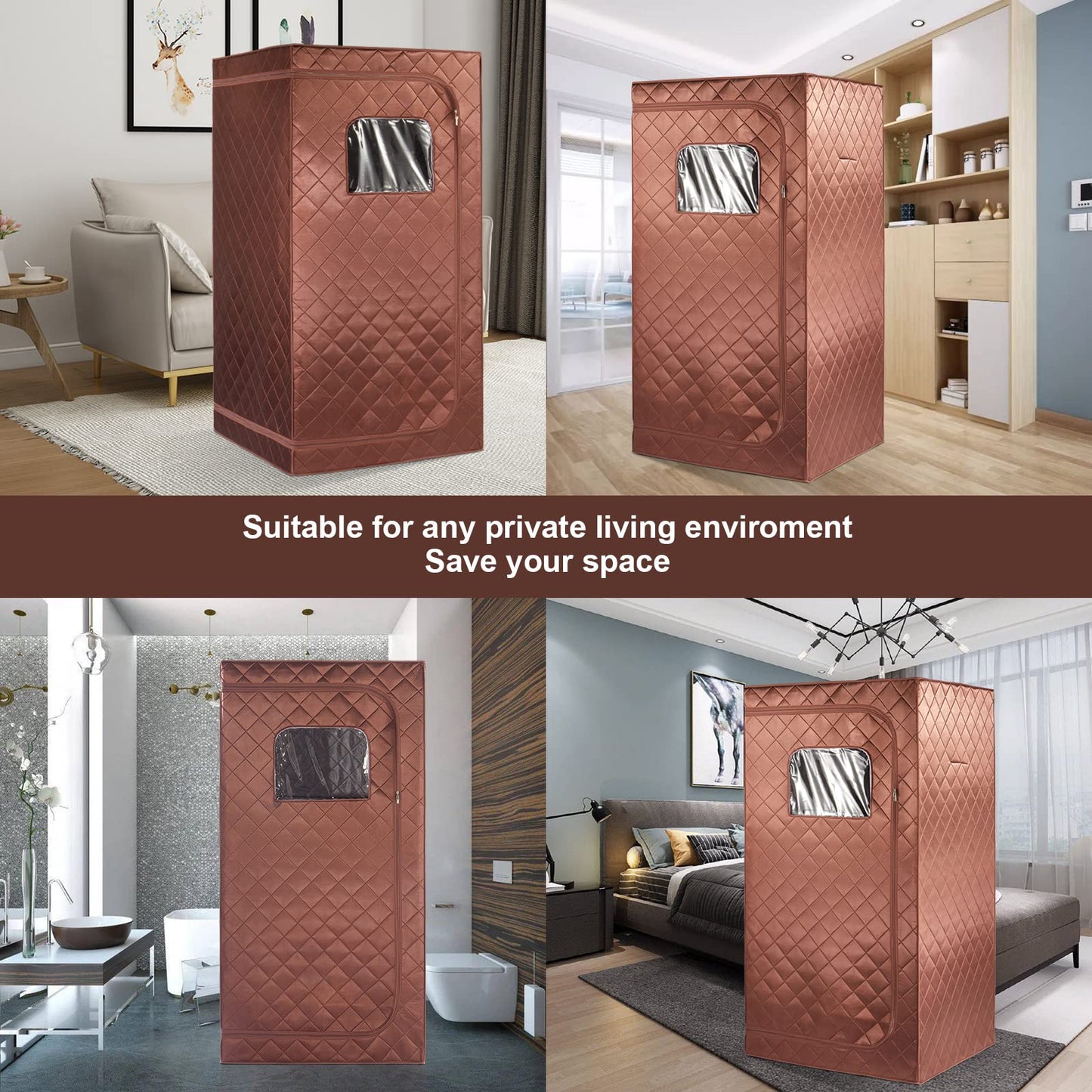 amocane Far Infrared Portable Sauna, Personal Dry Sauna Spa for Relaxation, Sauna Tent with Heating Foot Pad, Portable Chair, Remote Control, 140℉ Temerature, Full Size Indoor Sauna for Home & Gym