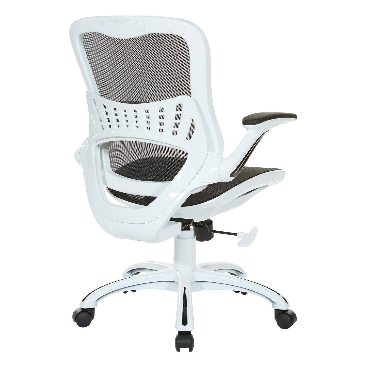 OSP Home Furnishings Riley Ventilated Manager's Office Desk Chair with Breathable Mesh Seat and Back, White Base with Black