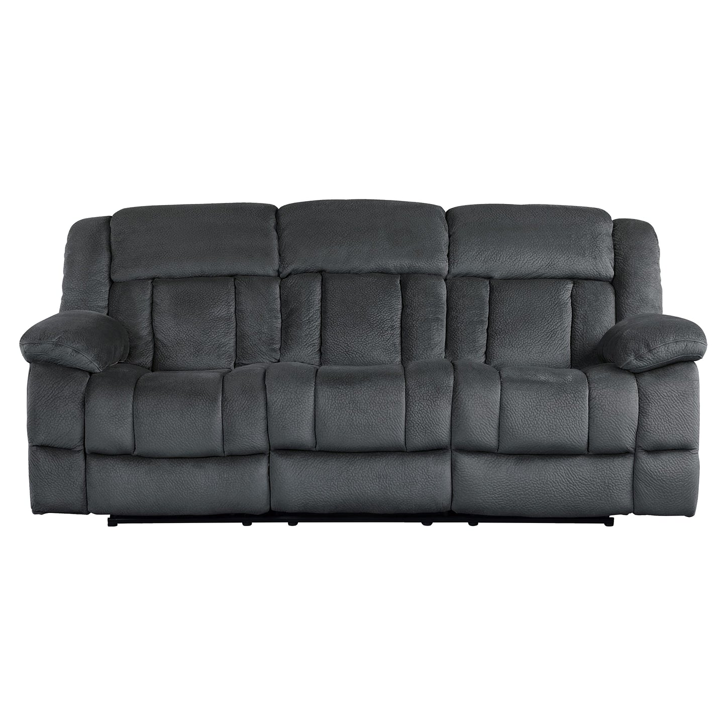 Lexicon Home Theater Seating, Wall Hugger Manual Reclining Sofa, 3-Seat Dual Recliner Sofa for Living Room, 90" W Sofa, Charcoal