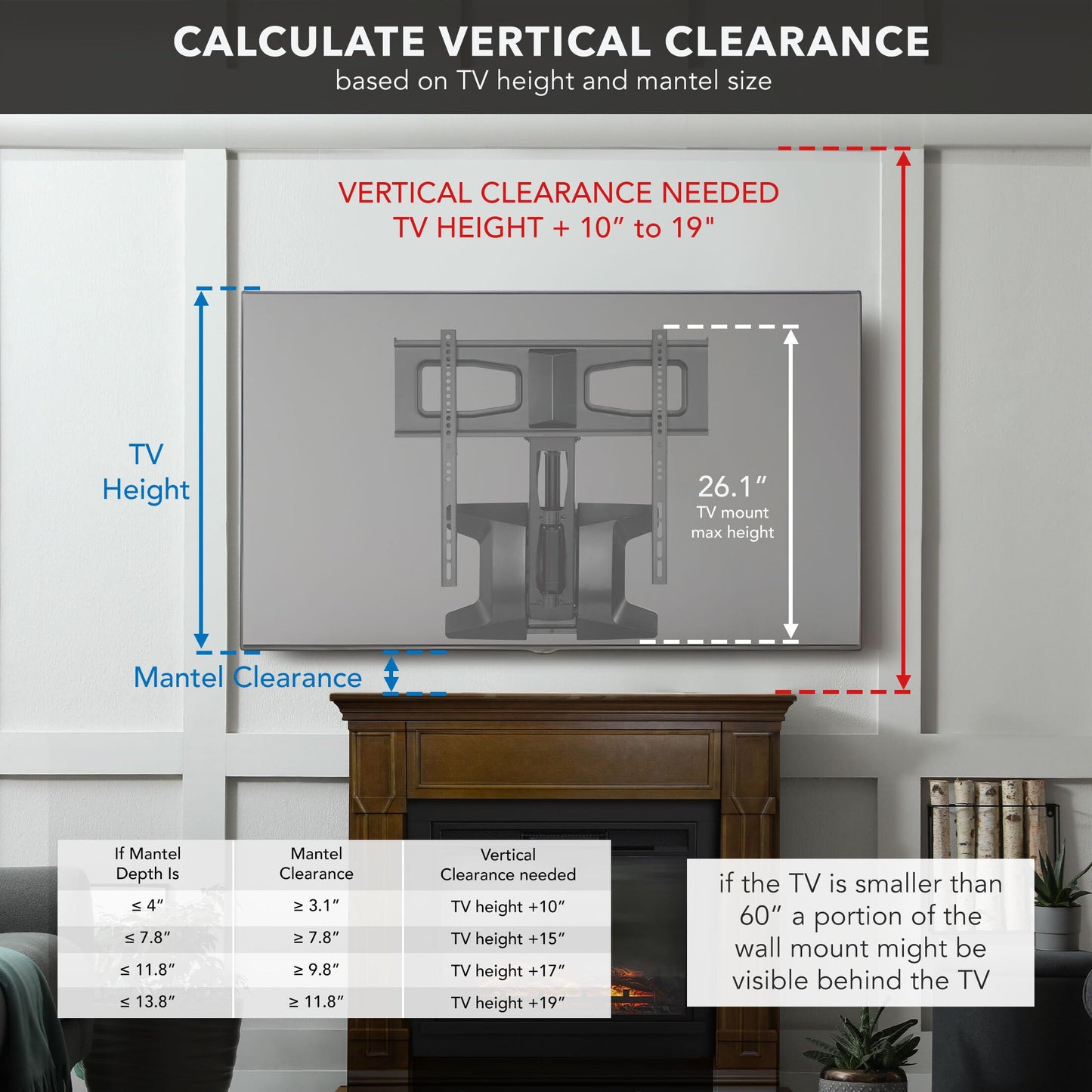 MOUNT-IT! Motorized Fireplace TV Wall Mount | Remote Control Electric Pull Down Mantel Mounting Bracket, Up to 77 Lbs Weight Capacity, Height Adjustable, Swivel, VESA 600x400 Compatible