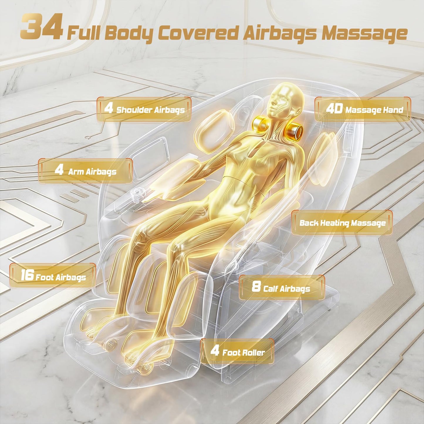 Medfinity 4D Massage Chair Full Body, Zero Gravity Recliner,34 Airbags Massage,20 Auto Massage Programs,Auto Body Scan,AI Voice Control,55" SL Track,Beige