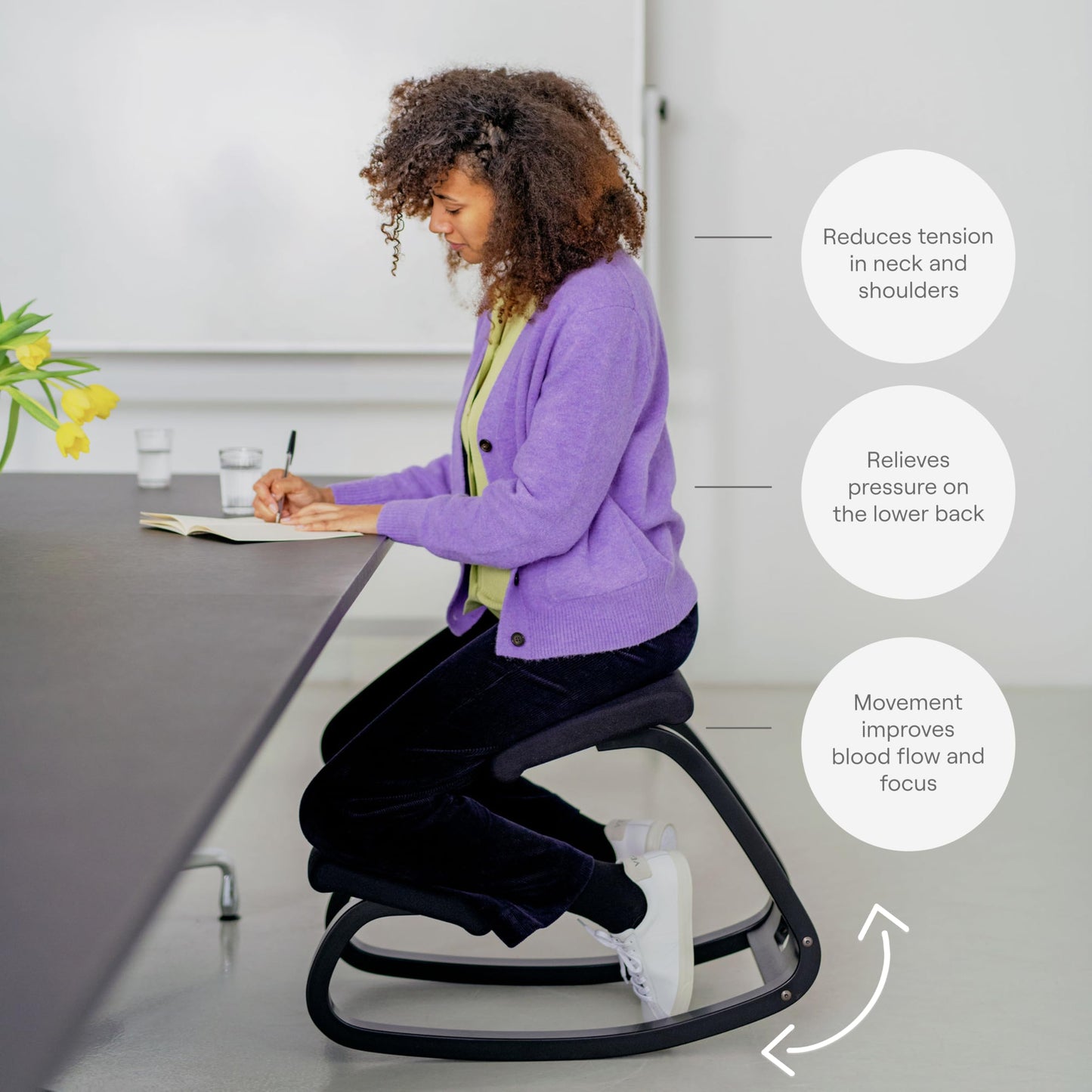 Varier Premium Ergonomic Kneeling Office Chair – Heavy Duty Posture Corrector Seating, Luxury Home Office Desk Chair, Adjustable Office Chair Solution for Back Pain Alleviation