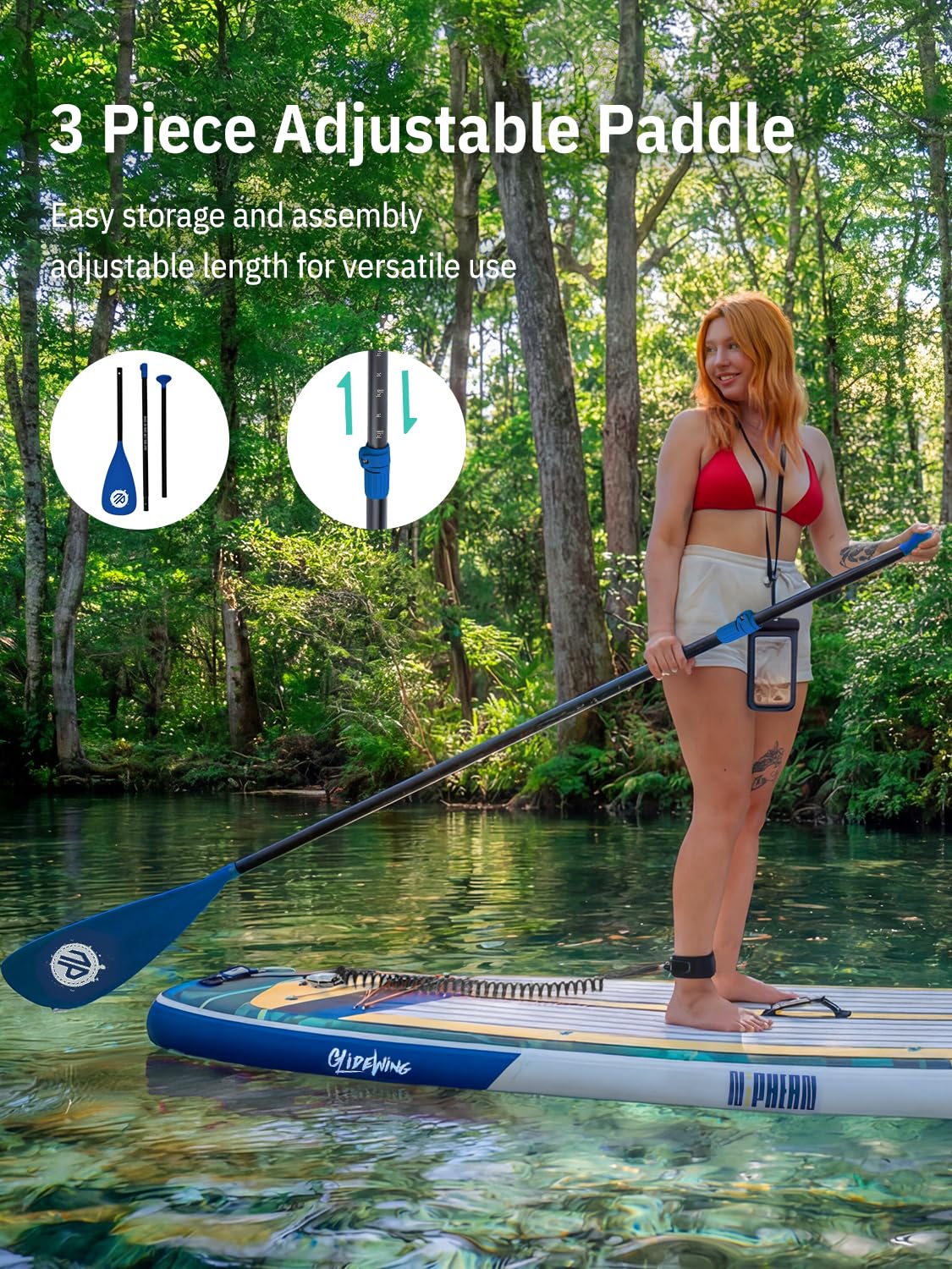 Niphean (Extra Large) Inflatable Paddle Board, SUP for 2+1 People/Family 500lbs Capacity Stand Up Paddle Board with SUP Accessories, StabilTrac Fin Non-Slip Paddleboard for Adults-Glass Green