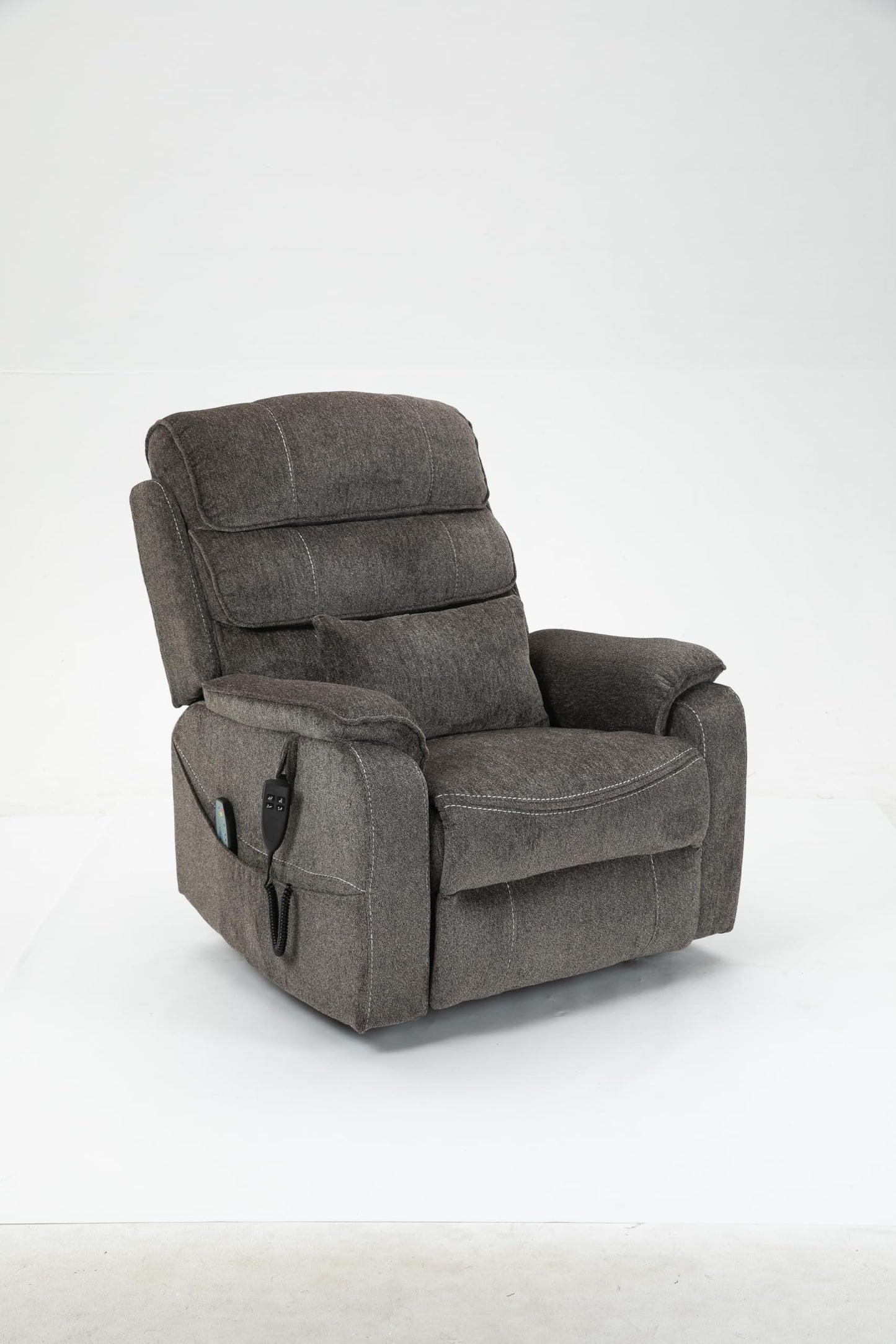 GDFStudio Oversized Power Lift Recliner Chair with Heat Massage Wireless Charging 180 Degree Lay Flat Electric Reclining Sofa with Cup Holder and Dual Remote Control, Light Brown