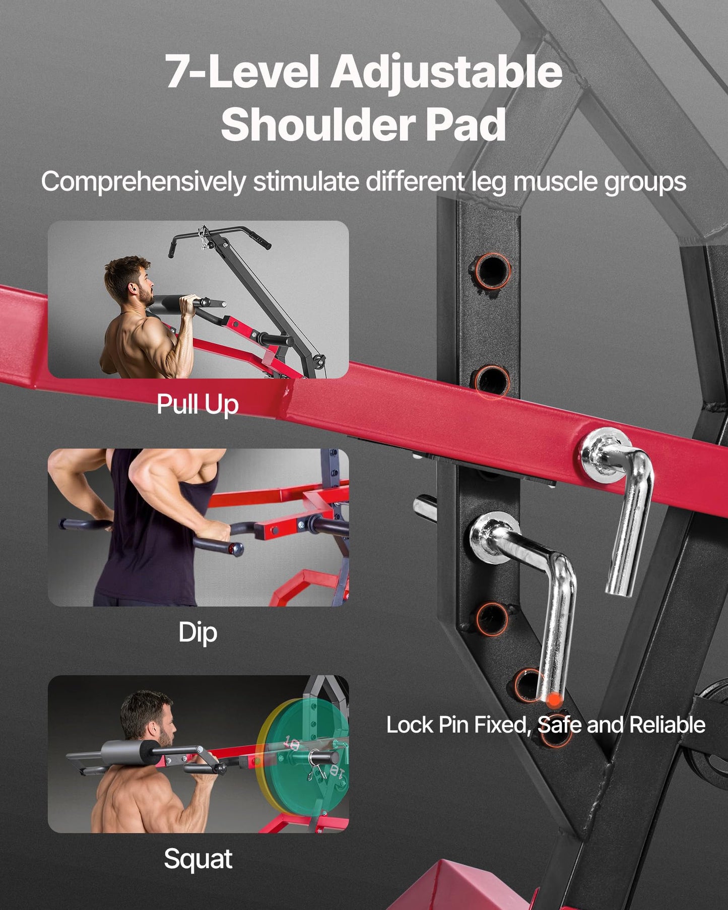 VEVOR Home Gym Equipment, Leverage Gym with 2:1 Ratio LAT Low Row System, Strength Training Machine for Squats Deadlifts Bench Press Bicep Curls, Home Gym Machine, Adjustable Full Body Workout Station