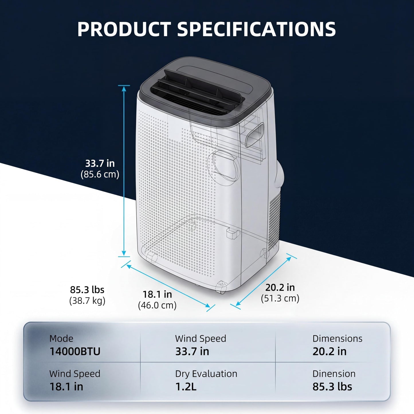 14,000 BTU Portable Air Conditioners, Cools Large Room Up to 700 Sq.Ft, 4-in-1 AC Unit with Dehumidifier & Fan, Remote Control, Quiet Sleep Mode, Energy Efficient for Home Office Garage