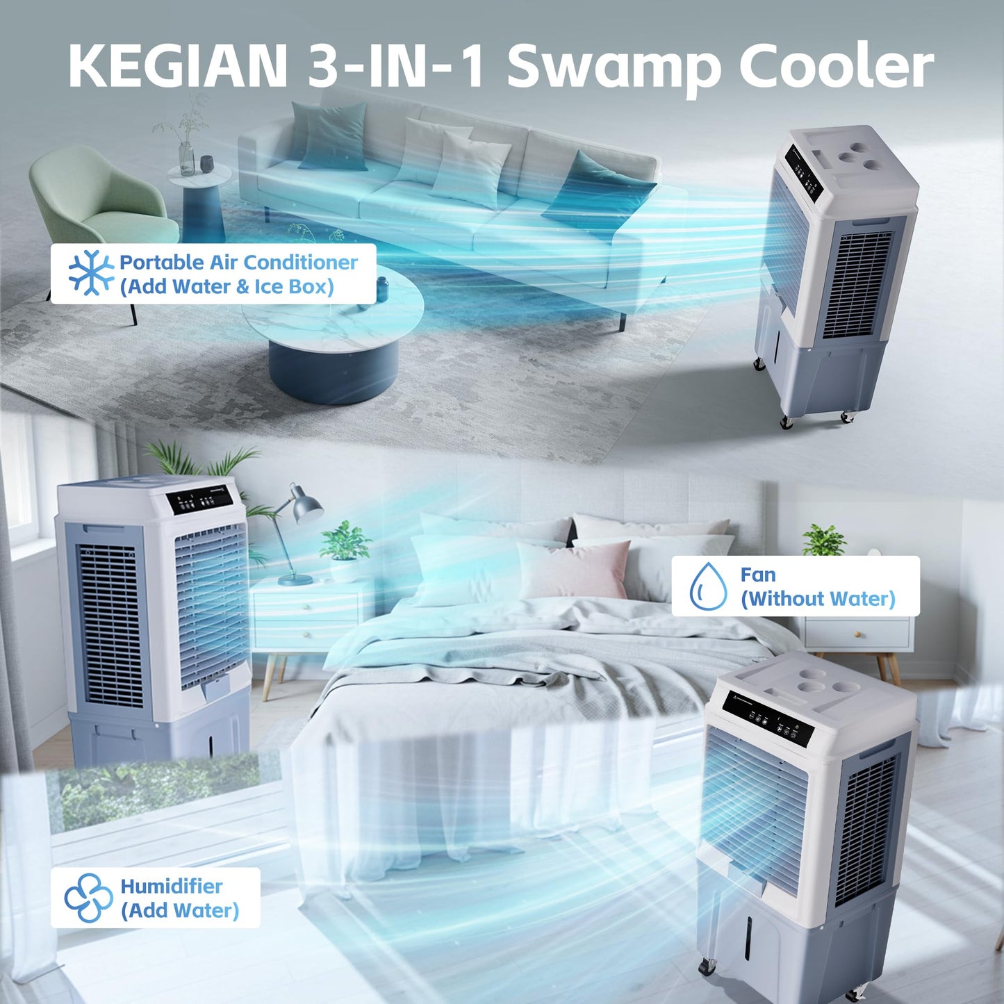 Uthfy Swamp Cooler, 3880CFM Evaporative Air Cooler with 10.6 Gal Water Tank, 120° Oscillation, 12H Timer, Remote, Ultra Quiet Cooling Fan, Outdoor Air Conditioner for Garage Patio Large Room