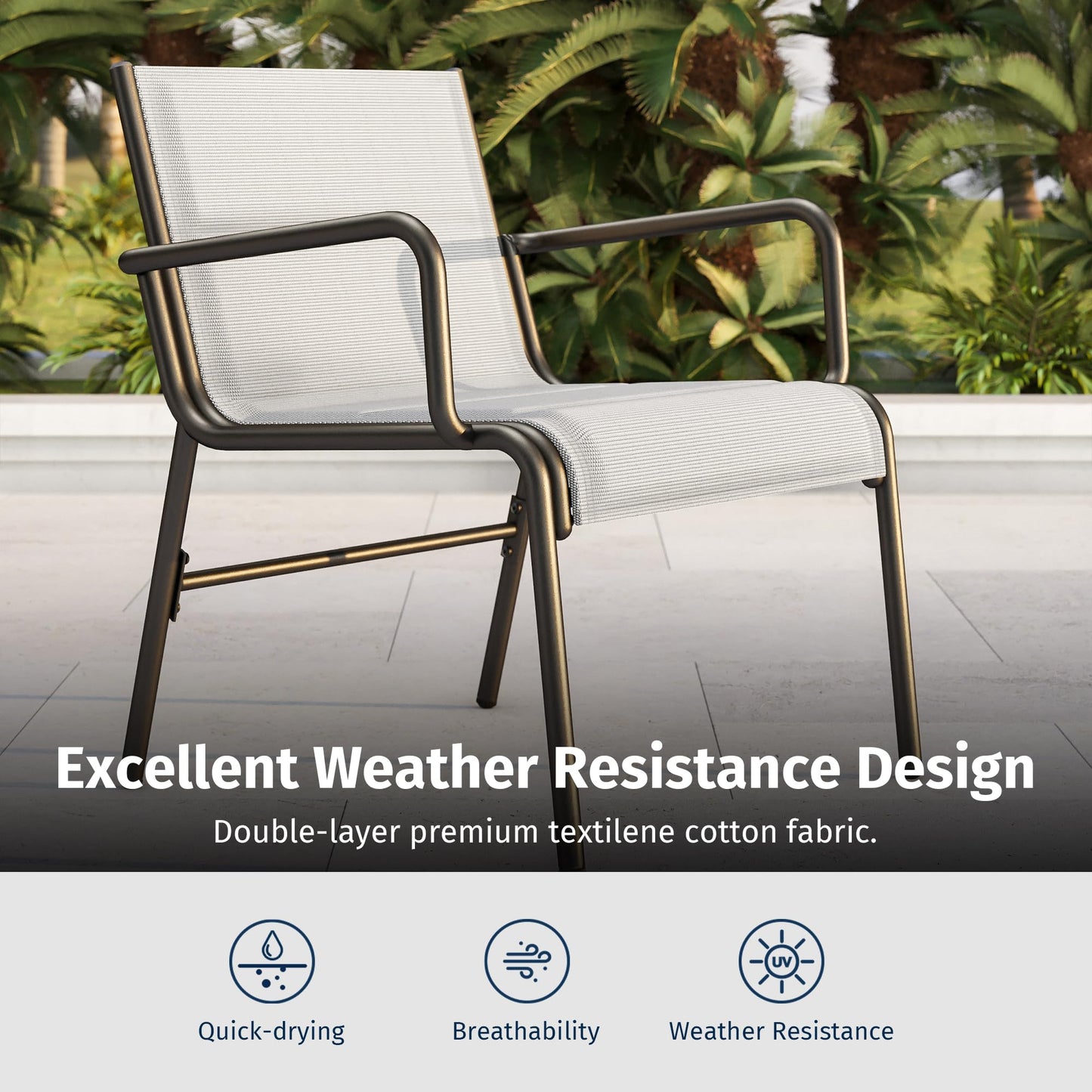 East Oak 4-Piece Patio Furniture Set, Waterproof Outdoor Furniture Set, Patio Sofa with Coffee Table for Balcony or Porch, 4 Seats Patio Conversation Sets for Backyard in Grey