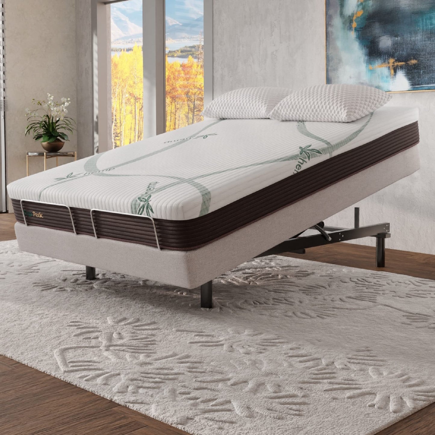 ERGO-Pedic, iTilt Incline Therapy Comfort Lounger, Adj Base, for Sleep Apnea & GERD, Cal-King-Twin