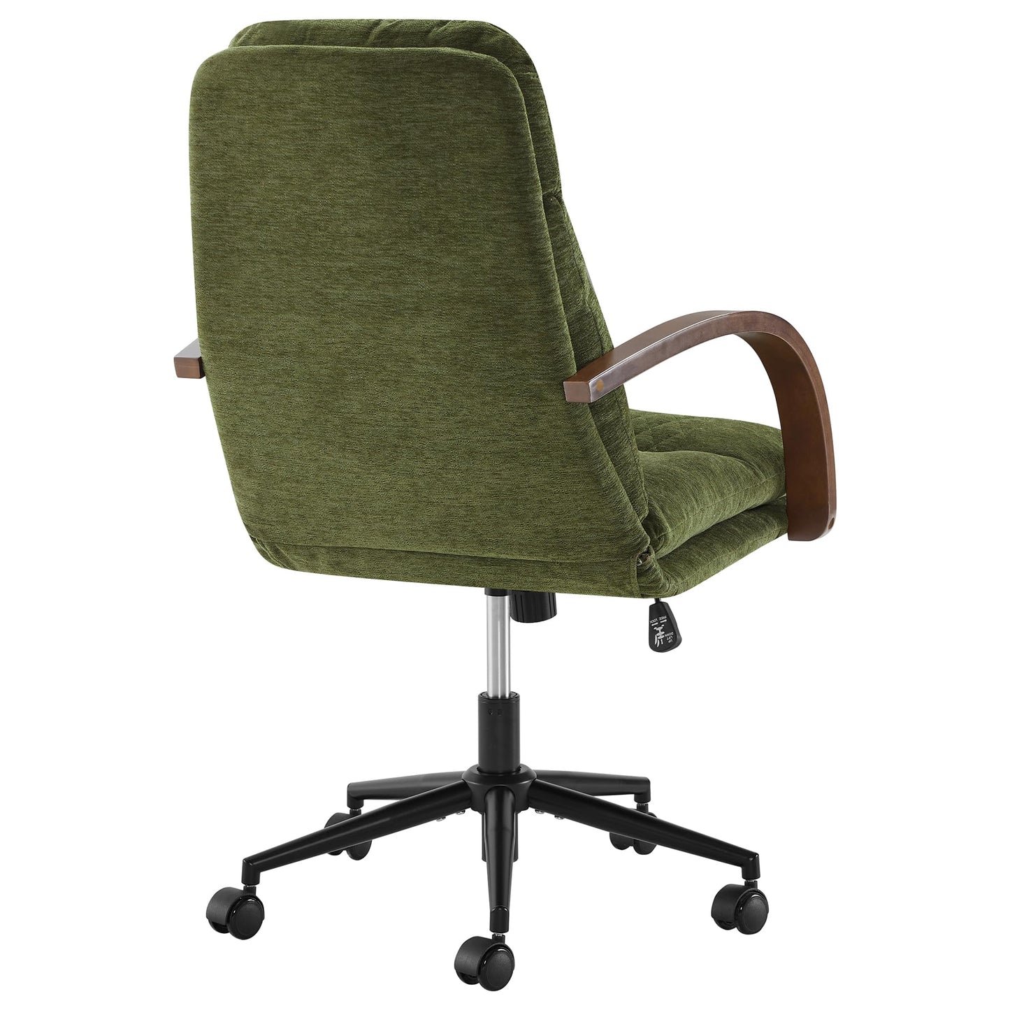 KISLOT Home Office Desk Chair, Ergonomic Office Chair with Lumbar Support, Adjustable Swivel Computer Chair with Wheels, Fabric Executive Task Chair with Wood Arms, Moss Green