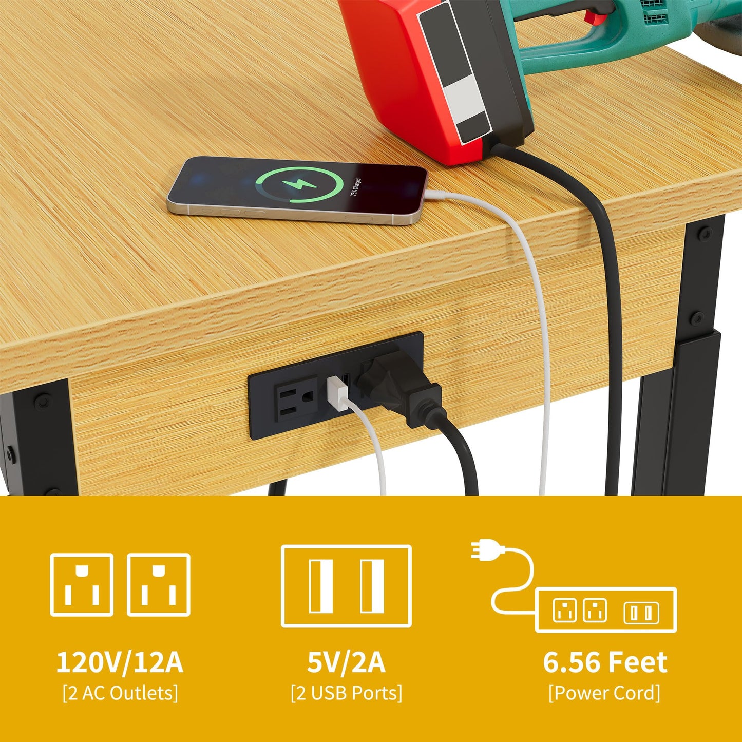 DWVO 60in Heavy Duty Workbench with Pegboard & Wheels Adjustable Work Table