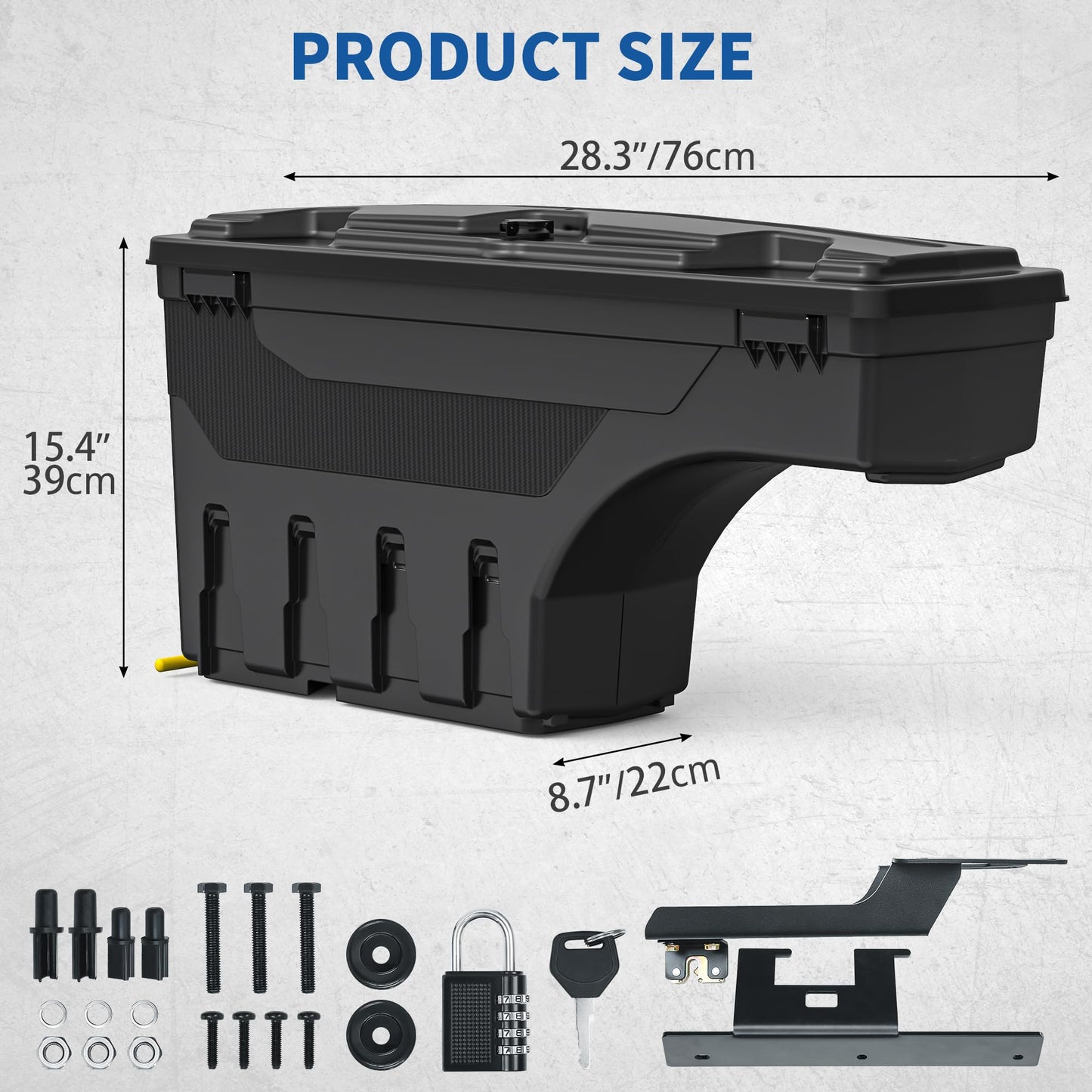 OEDRO Truck Bed Storage Tool Box Fits 2015-2026 Ford F150 Driver Side + Passenger Side, 180 Degree Rotation Rear Tool Boxs with Lockable Lid & Password Padlock, Black Waterproof Wheel Well Storage