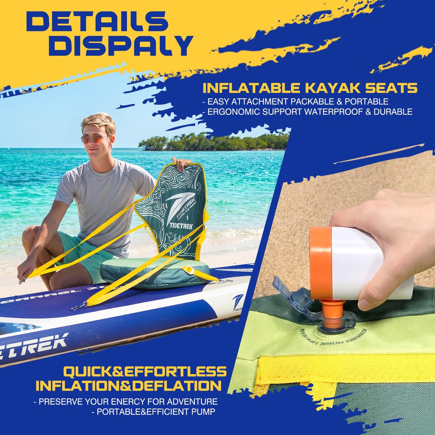 TIDETREK 11'/11'6" x 33"/34" x 6" Inflatable SUP Paddle Board – Extra-Wide, Stable Stand Up Paddle Board with Premium Full Accessory Set for Adults & Youth (Whale Dream/Kayak Seat, 11'x33 x6)