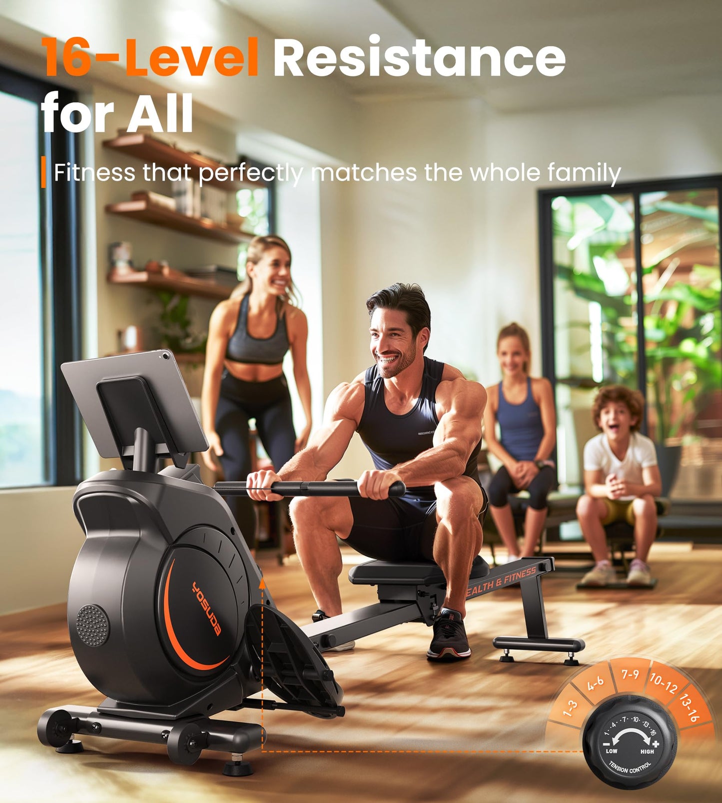 YOSUDA Rowing Machine for Home, Magnetic Rower Machine for Beginners to Athletes, Use with Resistance Adjustment Function, Bluetooth, App Supported, LCD Monitor, and Comfortable Seat Cushion