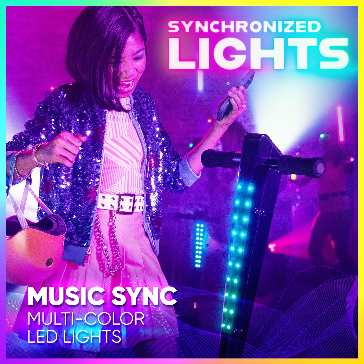 Razor Sonic Glow Black Electric Scooter with LED Lights and Bluetooth Wireless Speaker,