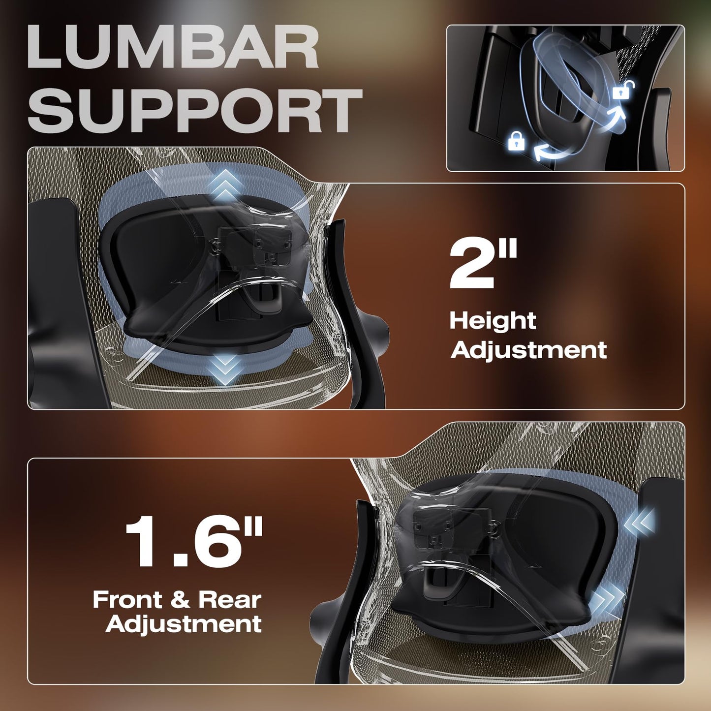 ELABEST X100 Ergonomic Office Chair with Footrest, Big and Tall Home Desk Chair with 5D Flip-Up Arms, Adjustable 3D Lumbar Support,High Back Rolling Computer Chair, Swivel Mesh Chairs (Coffee Break)