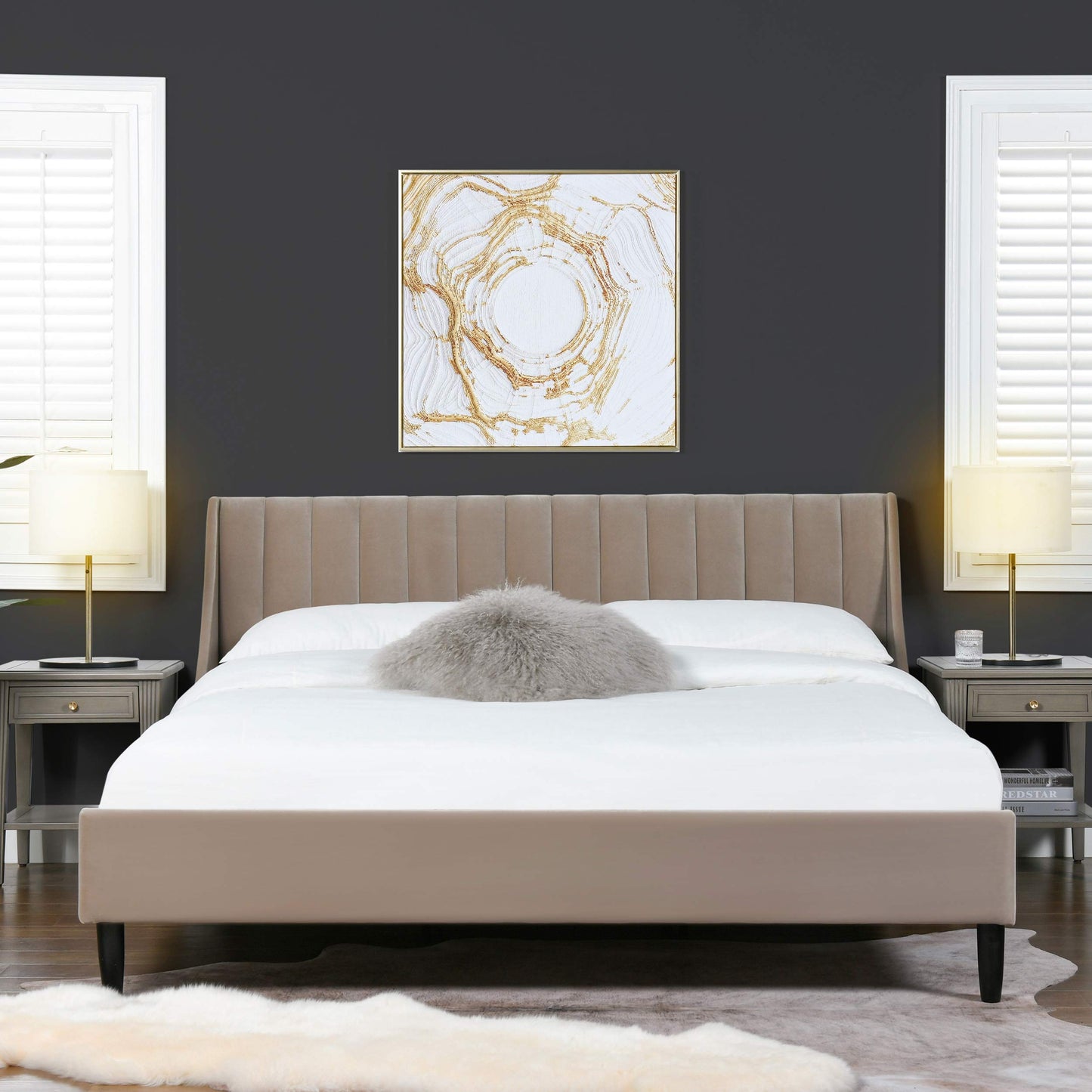 Jennifer Taylor Home Aspen Vertical Tufted Modern Headboard Platform Bed Set