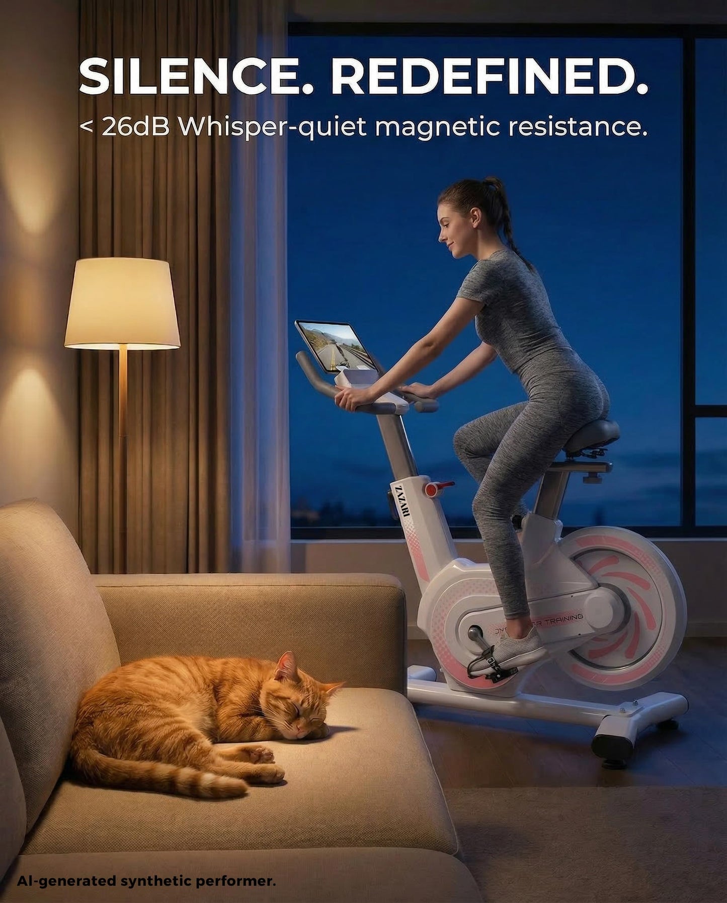ZAZARI Compact Magnetic Exercise Bike, White