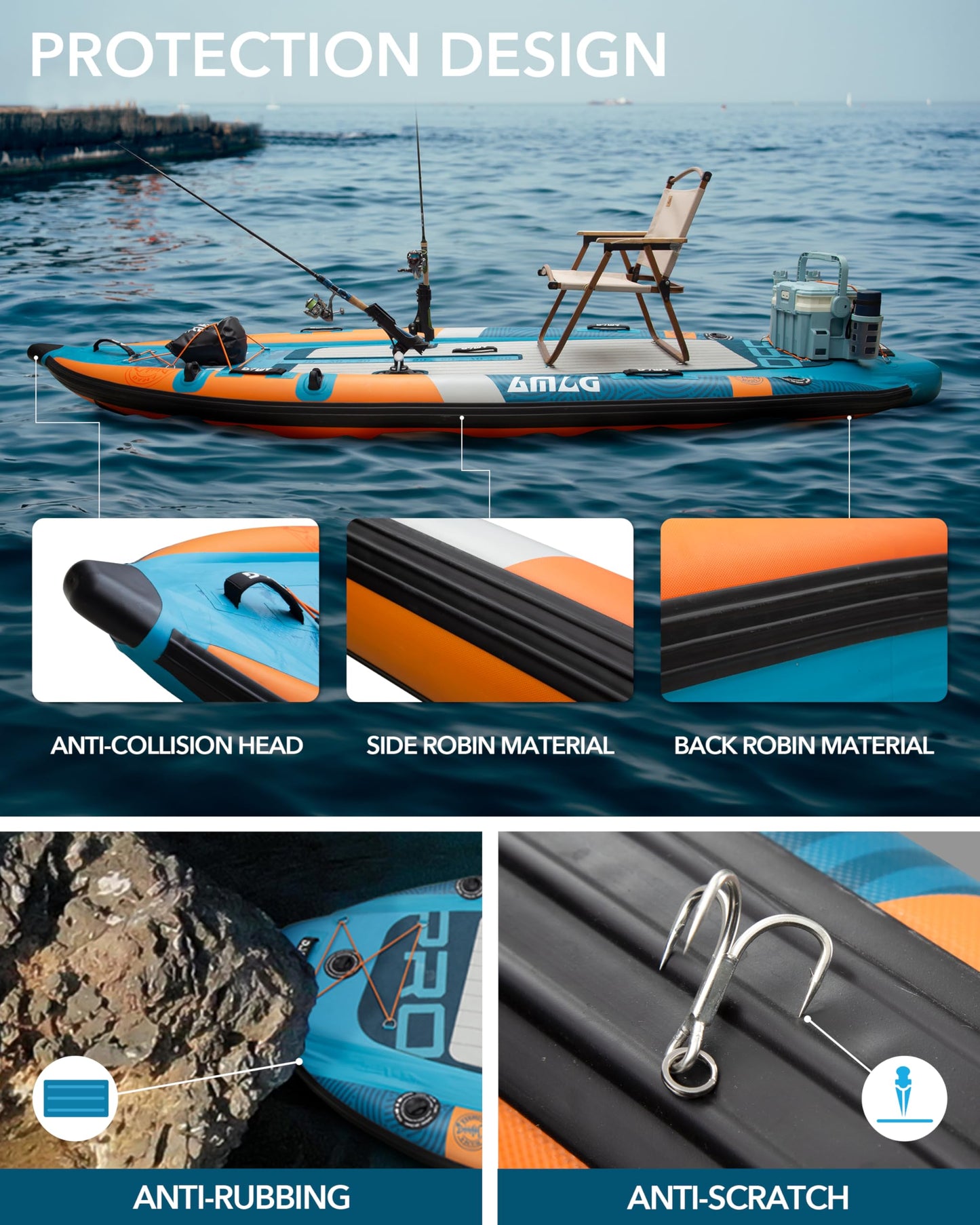 DAMA Triple Chamber Inflatable Stand Up Paddle Board 10'8"*47", Extra Wide Paddle Boards for Adults, Fishing Paddle Board SUP with 3 Removable Fins, 2 Fishing Rod Holders, Kayak Paddle