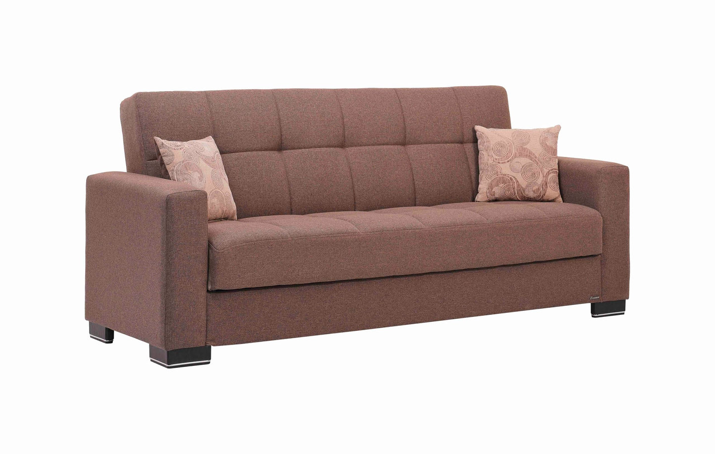 Ottomanson Convertible Sofa Bed Futon Couch with Hidden Storage & Click-Clack Sit-Sleep Conversion – Firm Support Sleeper Sofa for Living Room, Apartment & Guest Room, Brown