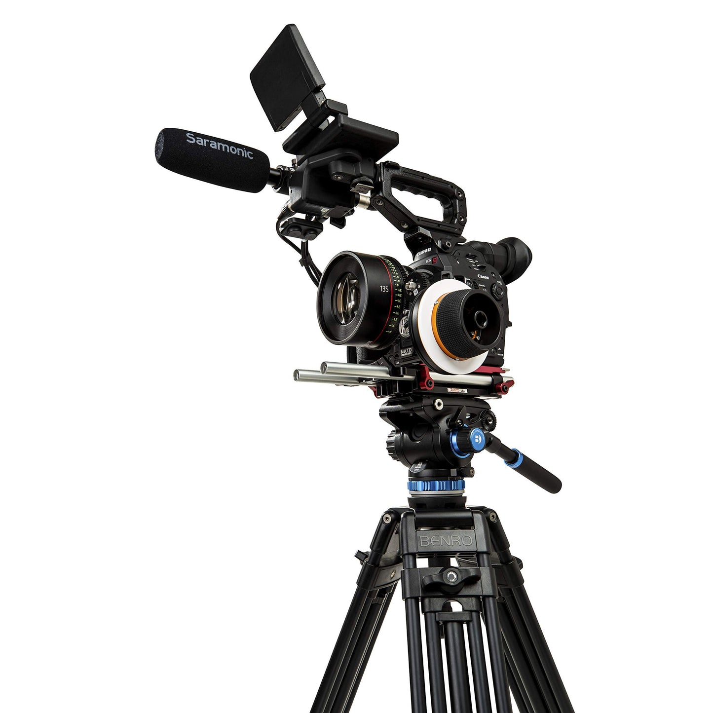 Benro S6 PRO Flat Base Fluid Video Head, 13.2 lb. Max, 6 Step Counterbalance (0-5), 1/4"-20 Accessory Mounts, 3/8"-16 Head Mount, w/Pan Arm- Black (S6PRO)