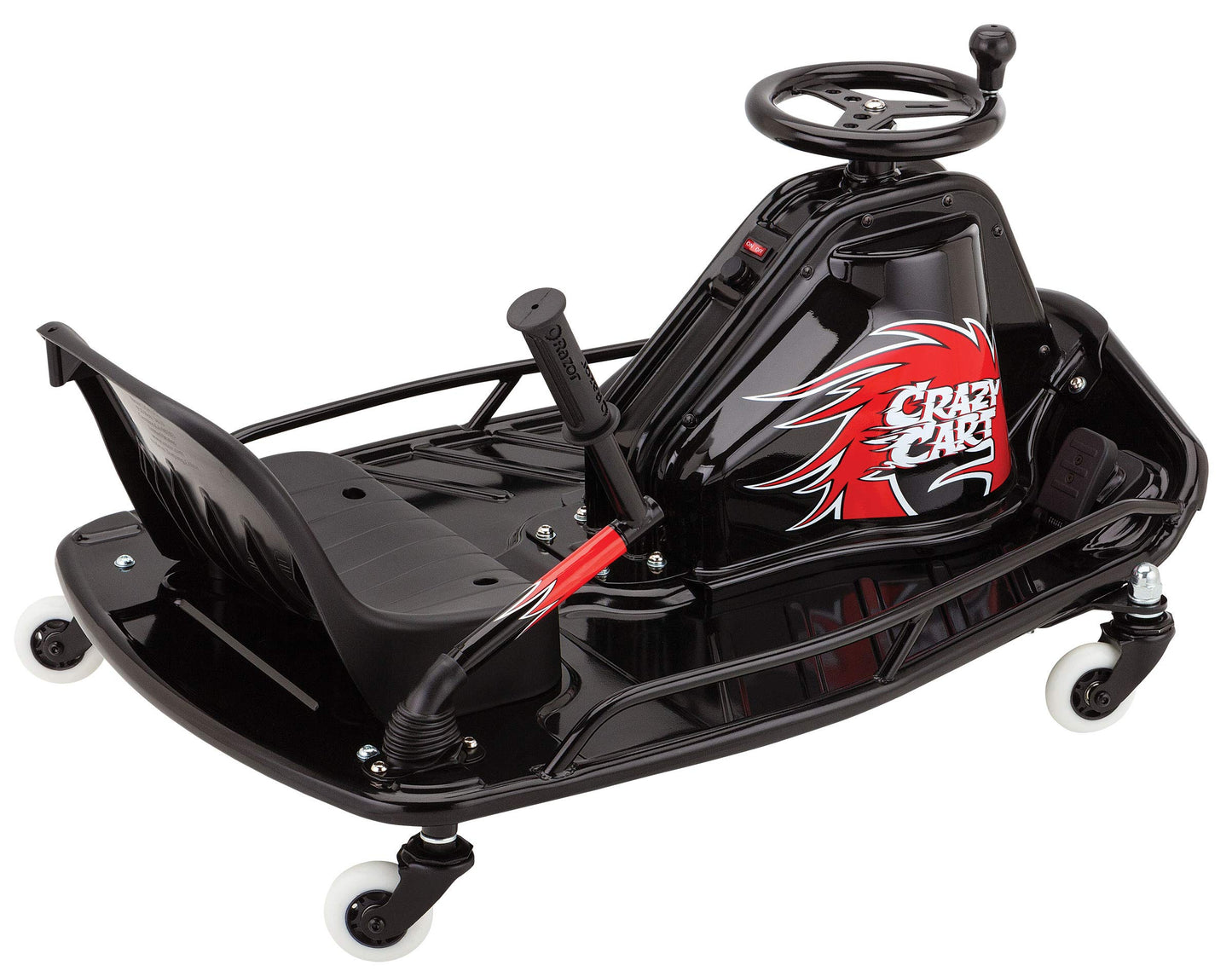 Razor Crazy Cart DLX - 24V Electric Drfting Go Kart - Enhanced Drift Bar, Brodie Knob Steering, Variable Speed, Up to 12 mph,Black/Red