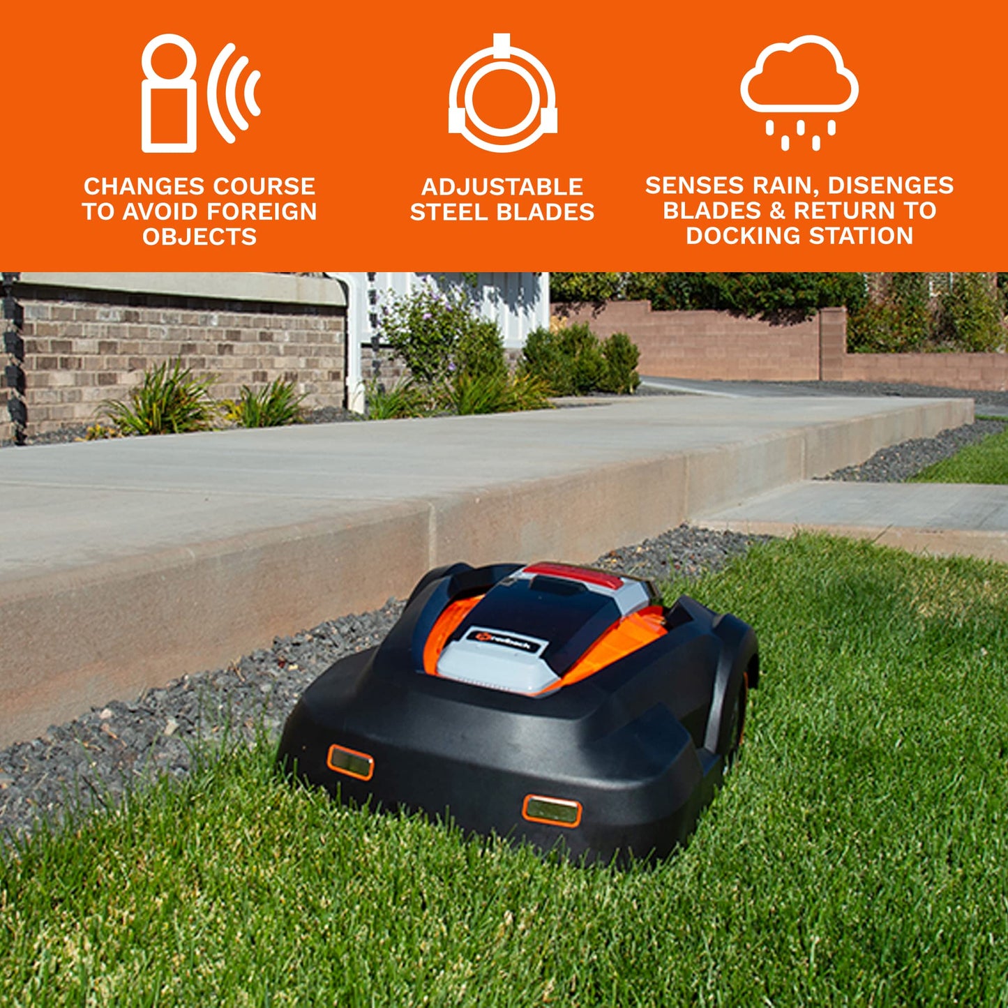 MowRo Robot Lawn Mower, Mows Up to 1/4 Acre, Updated 2026 Programming, Adjustable Cutting Height, Self Installation Kit Included, 50% Slope, Low Noise (65dBA) and Rain Sensor