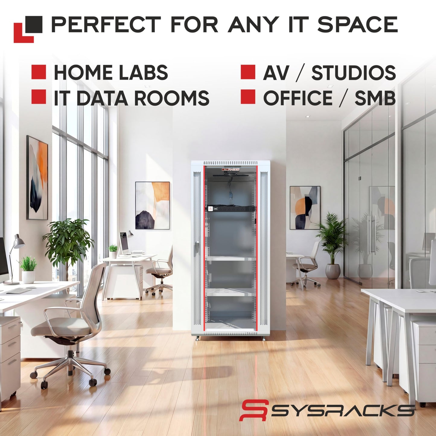 22U Wall Mount Server Rack Cabinet 24” Deep, 19” Network & AV Enclosure for Home Lab with Fan, PDU, 2 Shelves, Locking Glass Door