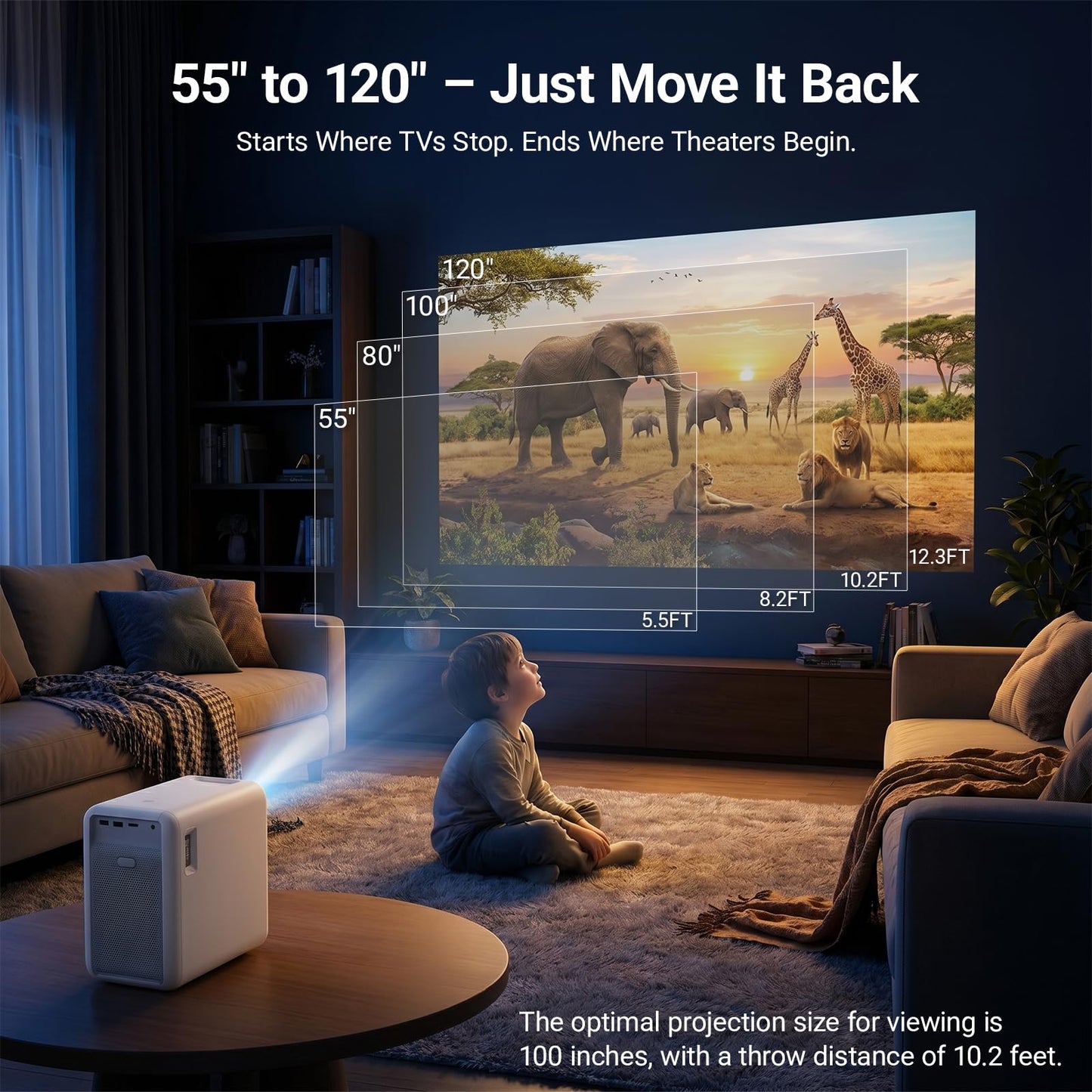 Ecosky 3000 ANSI Lumens 4K Support Projector with WiFi6 and Bluetooth,CR36