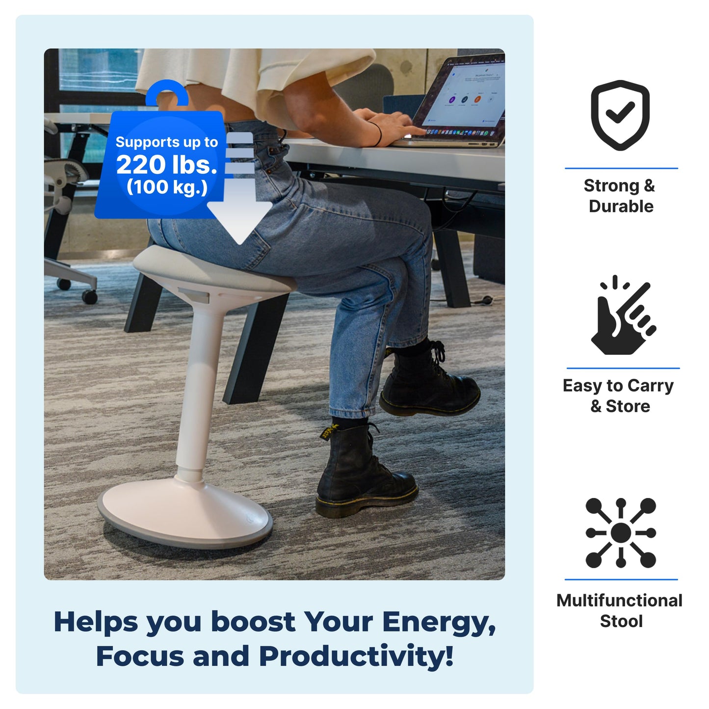 Standing Desk Stool Chair, Height Adjustable Stool 21-31 inch for Office and Classroom, Swivel seat, Anti-Slip Bottom Ergonomic Wobble Stool with Rocking Motion, Green