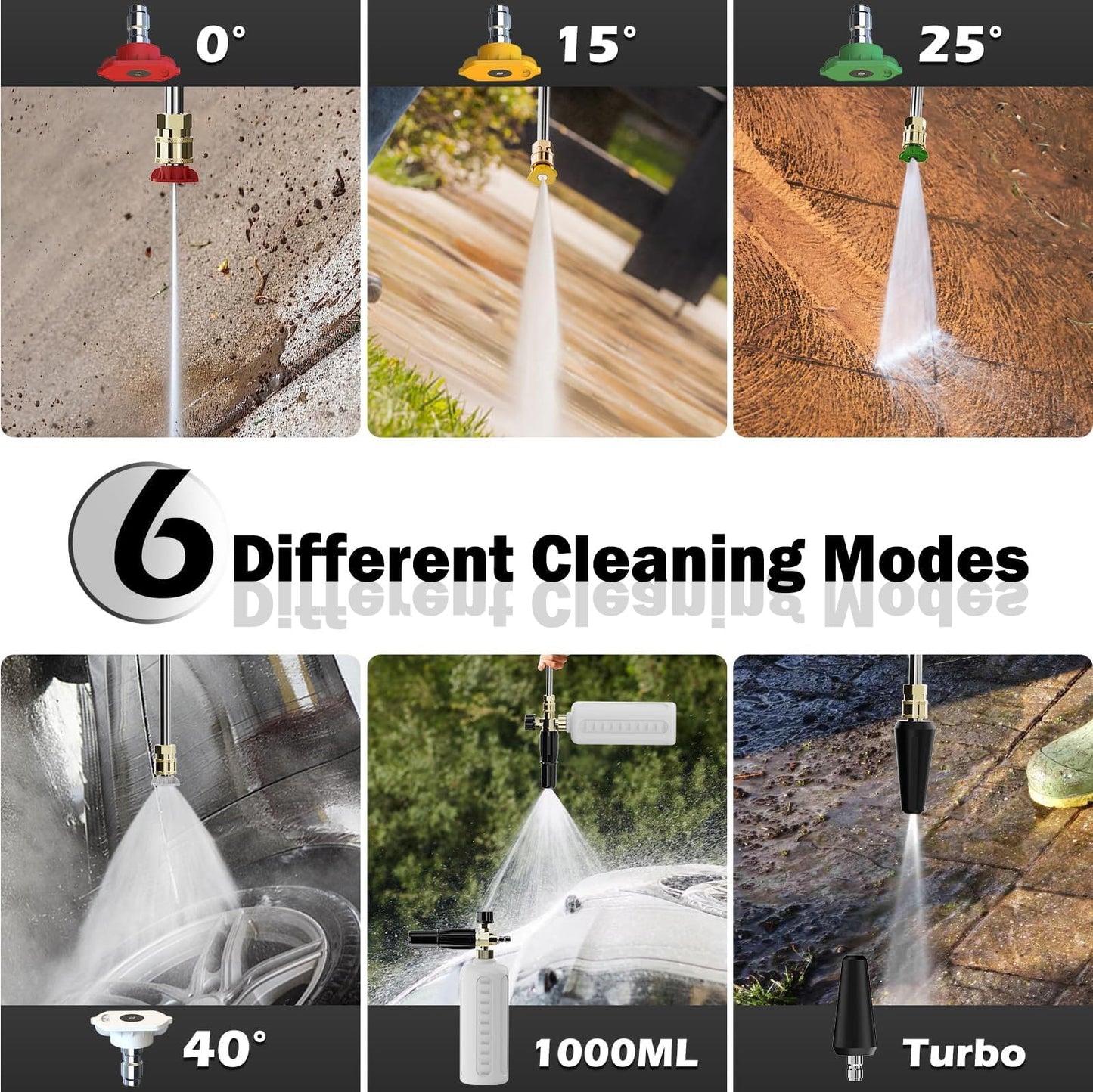 DECOKTOOL 5000PSI Wall Mounted PowerWasher with 4 Quick Connect Nozzles, Foam Cannon for Car, Lane, Patio Cleaning
