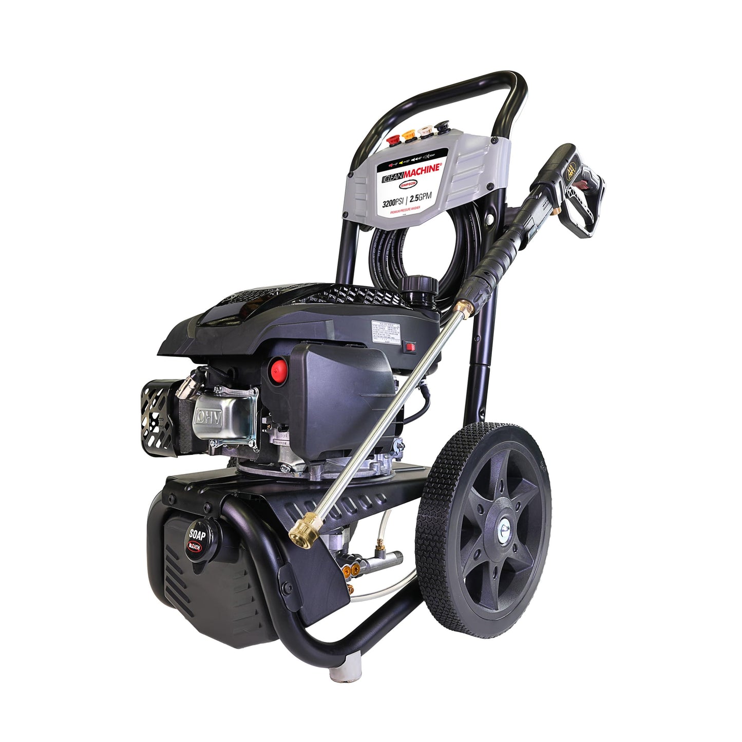 Simpson Cleaning 3200 PSI Gas Pressure Washer, 2.5 GPM Residential Power Washer with Soap Tank and Turbo Nozzle, 25' Hose, Clean Machine, 49-State (CM61456)