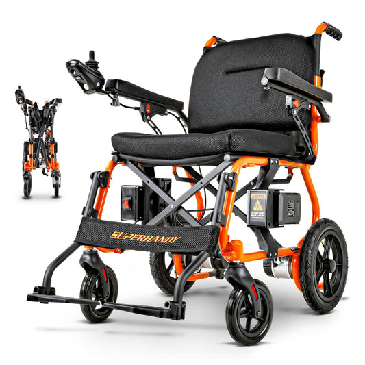 SuperHandy GoRide 2 Electric Wheelchair - Lightweight (42lbs), Foldable, Dual Brushless Motors, Zero Turn, Electromagnetic Brake, Portable Design for Enhanced Mobility (300lbs Capacity)