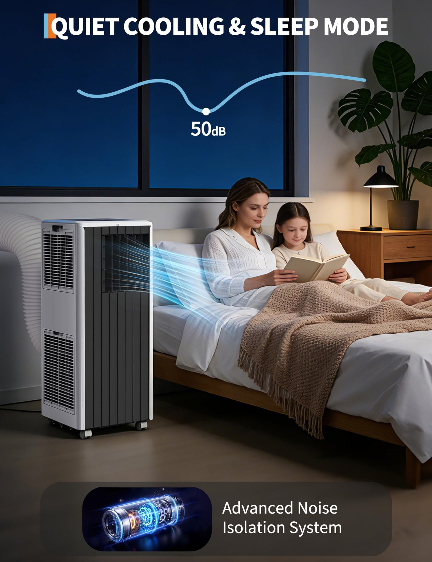8000 BTU Portable Air Conditioner - 3 in-1 AC Unit Cools 350 Sq. Ft Rooms, Quiet 50 dB Operation w/Touch Control & Remote, Includes Window Kit & 24H Timer, Dehumidifier & Fan Modes for Bedroom, Black