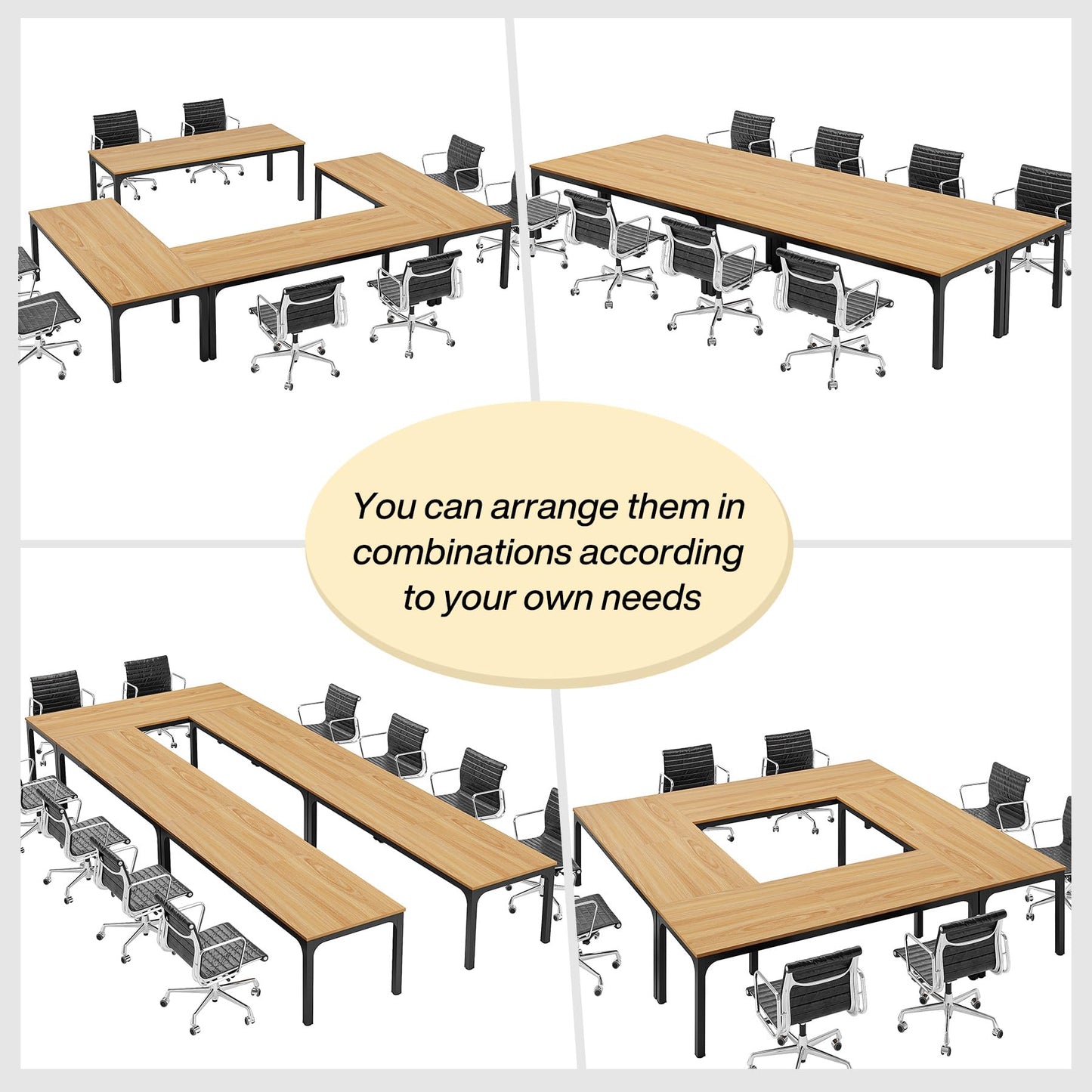 LITTLE TREE 13FT Conference Room Table, Large Rectangle Meeting Seminar Tables for 12-19 Person, Extra Long Business Tables for Office
