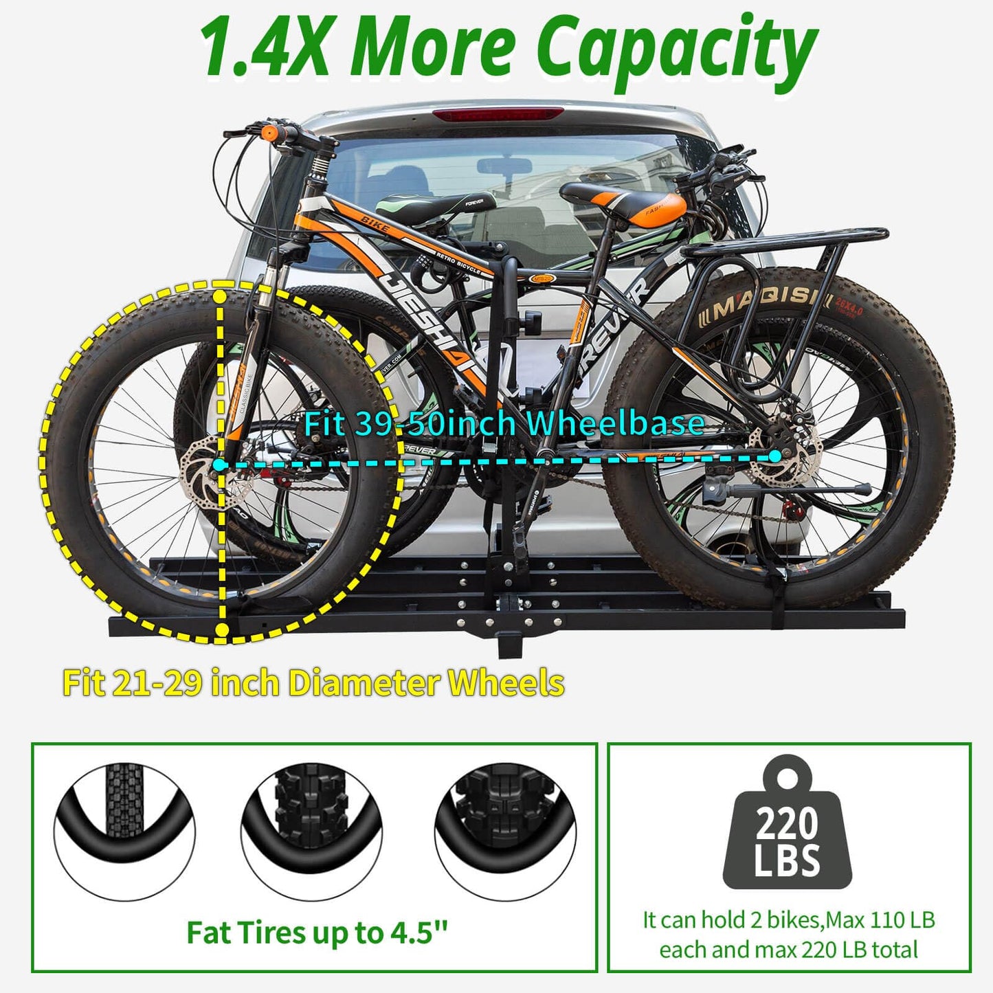 Leader Accessories Bike Rack Hitch Mount with Ramp for 2 Bikes