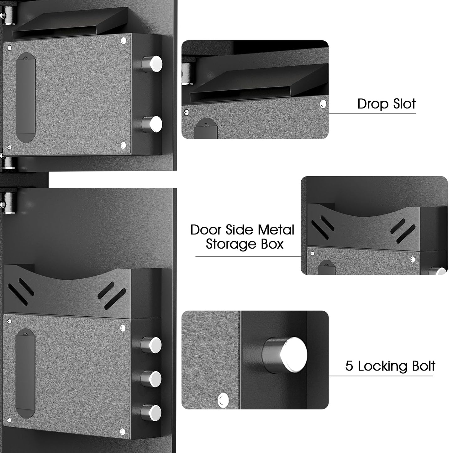 Omethey Heavy Duty Fireproof Safe Box with Dual Alarm System, Deposit Slot and Backlit Keyboard