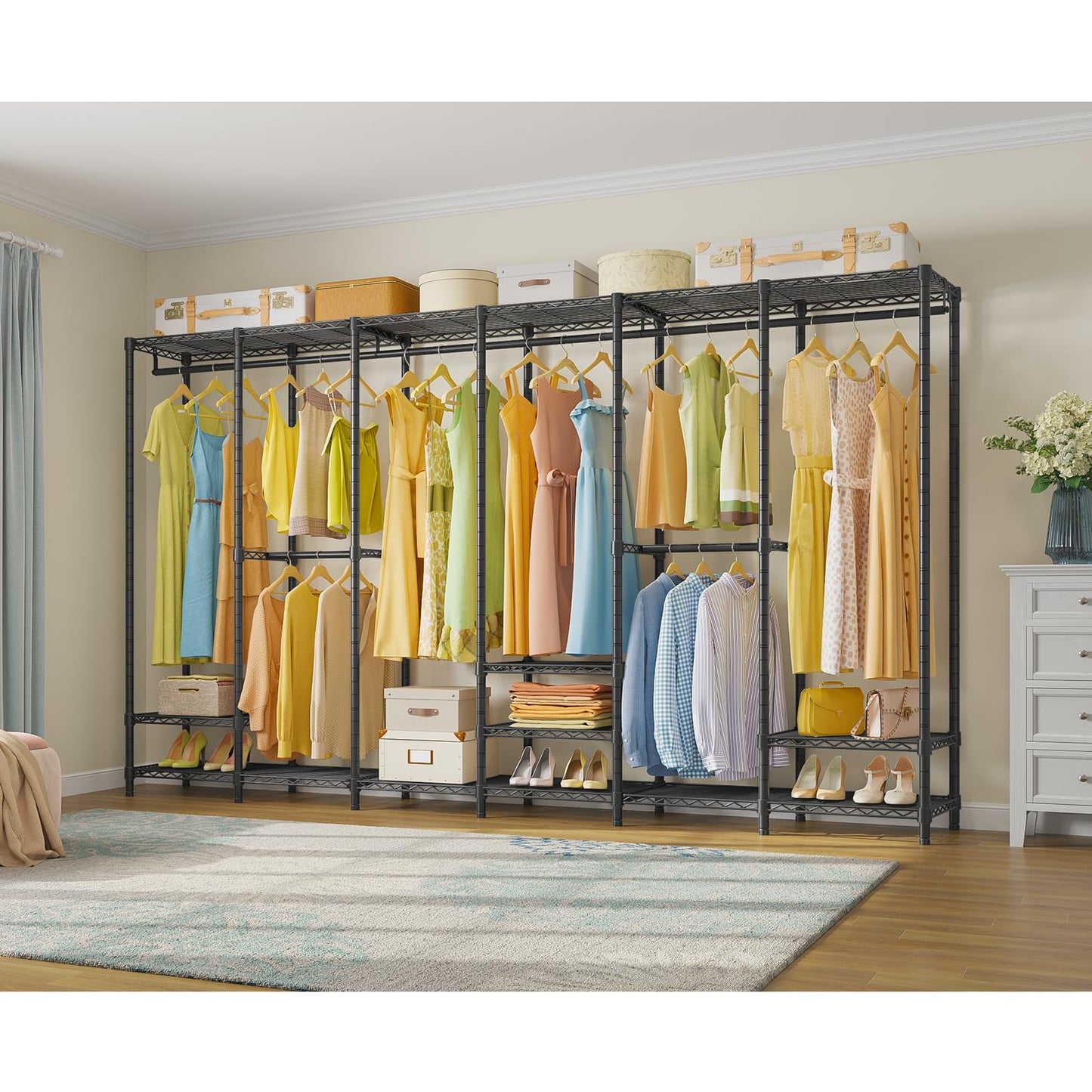 VIPEK V60 Extra Large Portable Closet Rack Heavy Duty Clothing Rack for Hanging Clothes Freestanding Wardrobe, Metal Closet for Bedroom Storage and Organizer, Load 1620lbs, Black