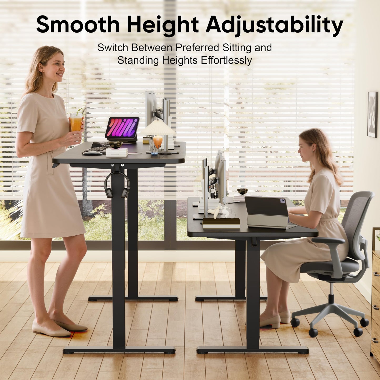 Monomi 79" Electric Standing Desk for Home Office - Large Adjustable Height Desk with 178 lbs Weight Capacity, 3 Memory Presets, Quiet Motor, Anti-Collision (Black)